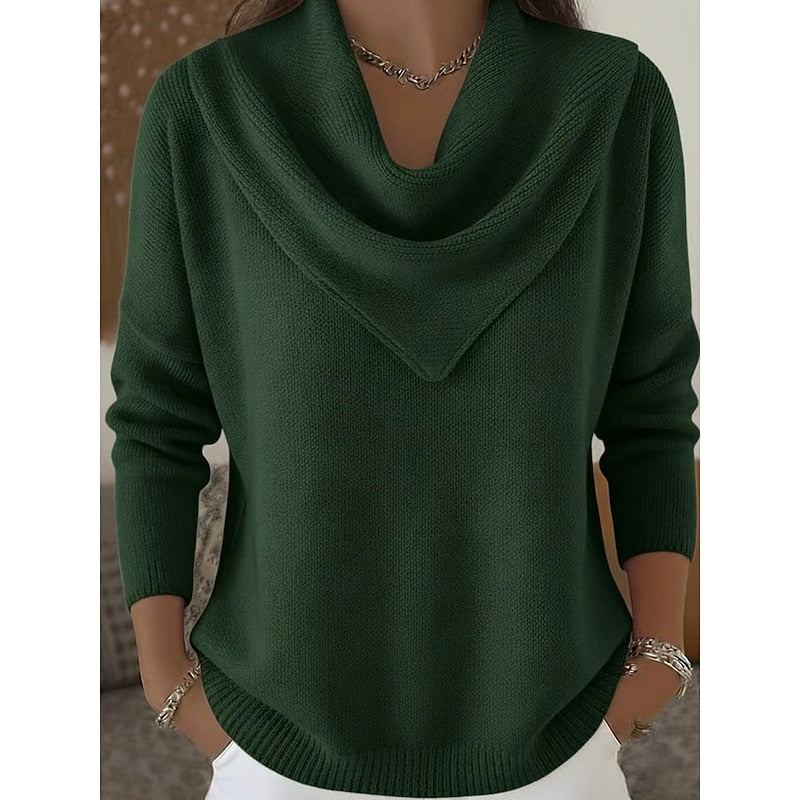 Nicole | Elegant Cowl-Neck Knit Sweater - Solfae
