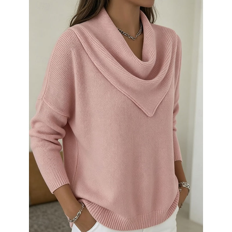 Nicole | Elegant Cowl-Neck Knit Sweater - Solfae