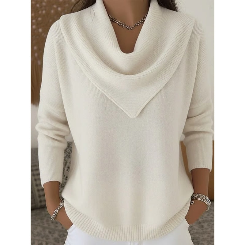 Nicole | Elegant Cowl-Neck Knit Sweater - Solfae