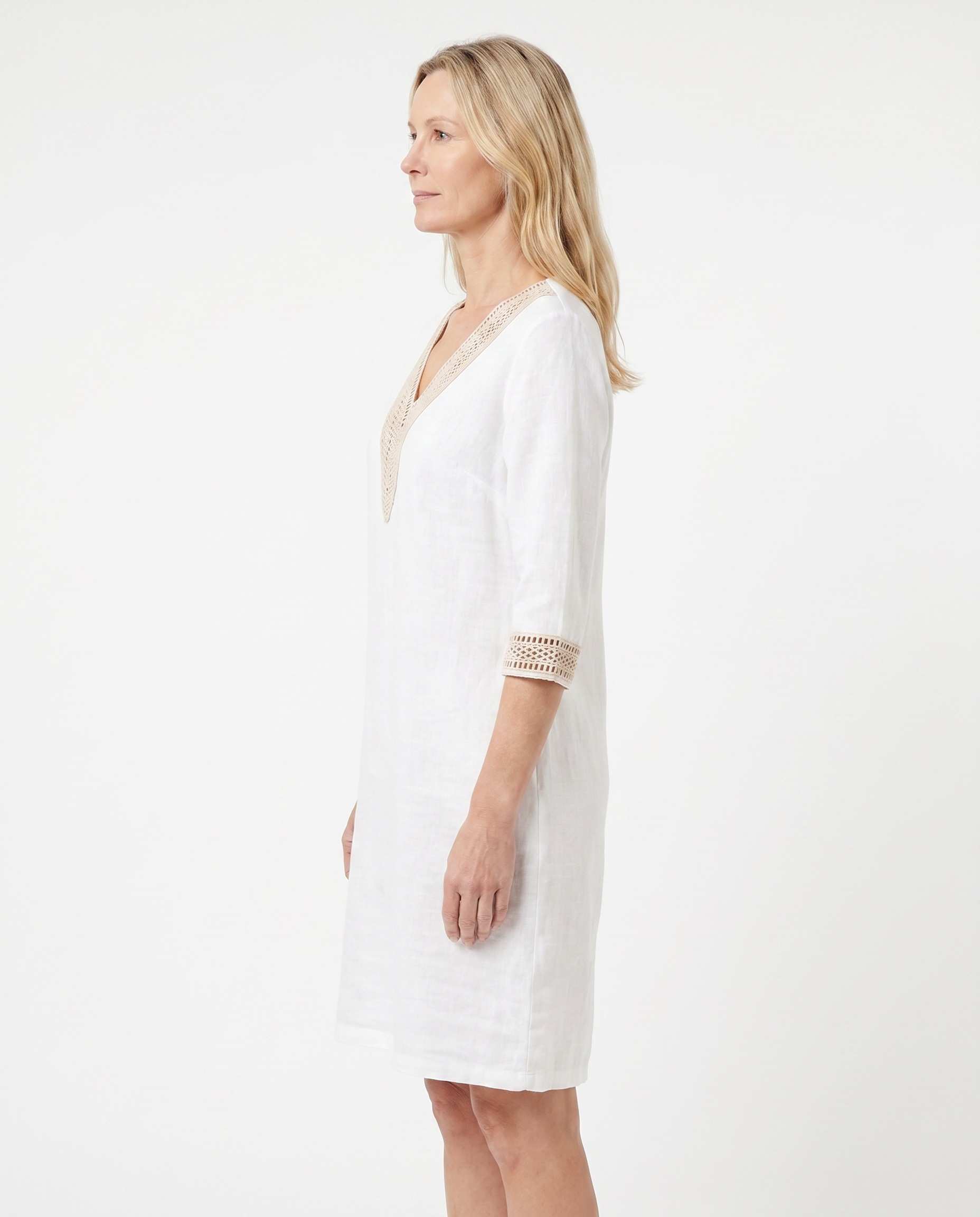 Nicole | Elegant Crochet Linen Dress - Solfae