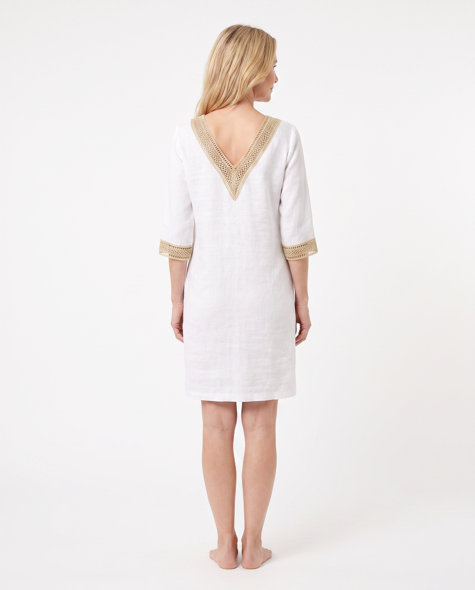 Nicole | Elegant Crochet Linen Dress - Solfae