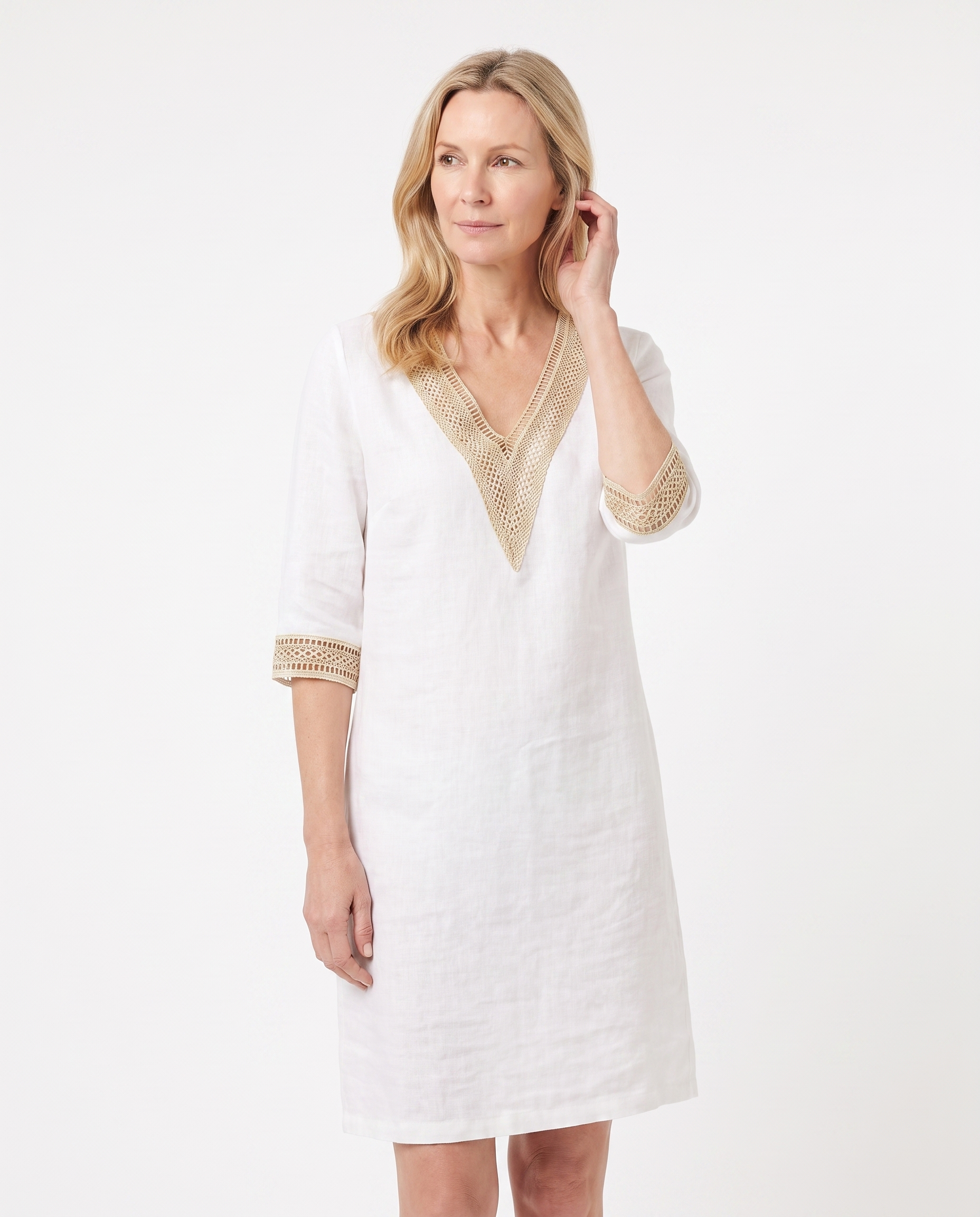 Nicole | Elegant Crochet Linen Dress - Solfae