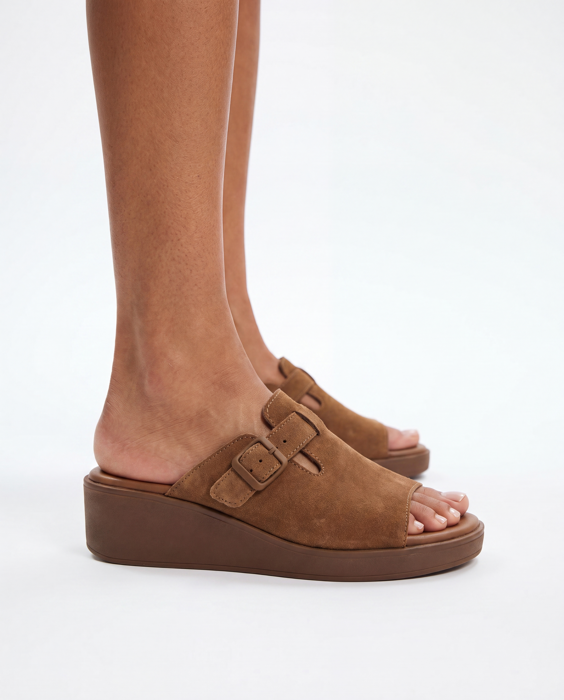 Nicole | Elegant Suede Buckle Mules - Solfae