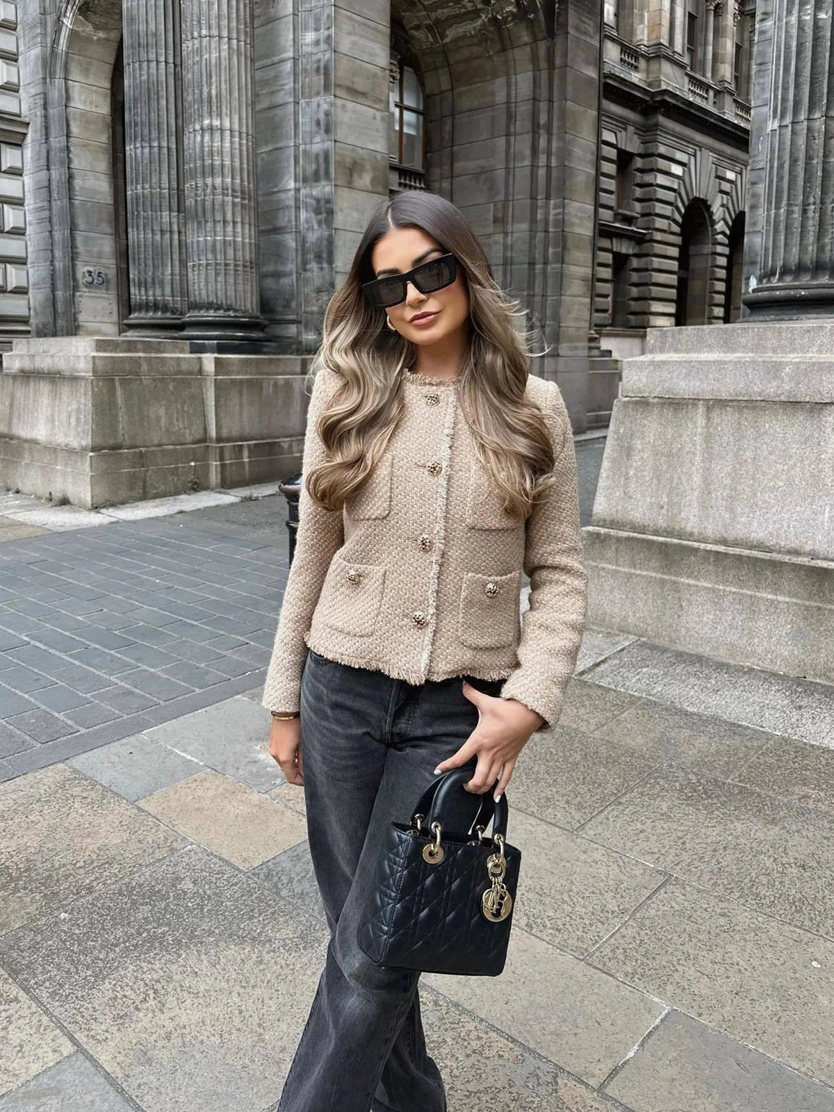 Nicole | Elegant Tweed Button Jacket - Solfae