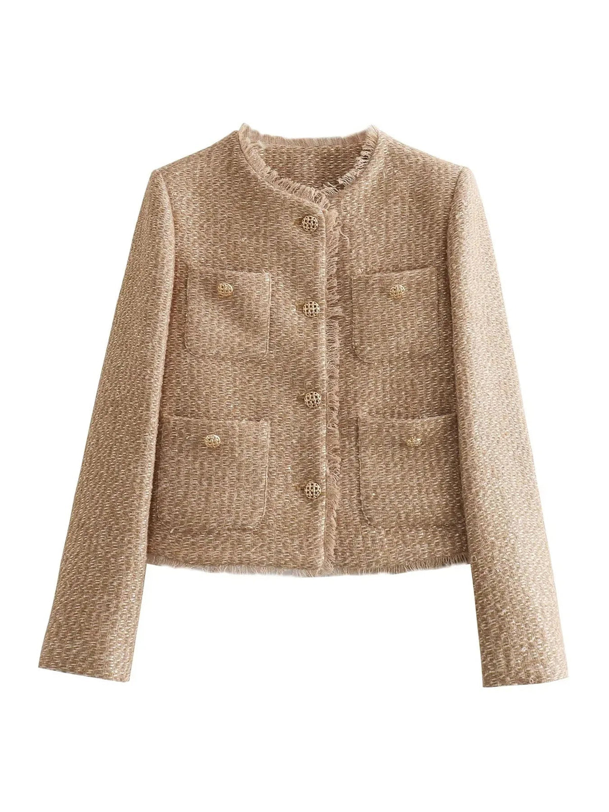 Nicole | Elegant Tweed Button Jacket - Solfae