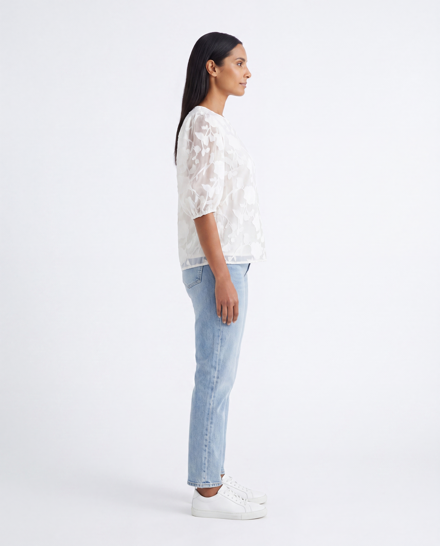 Nicole | Feminine Floral Jacquard Blouse - Solfae