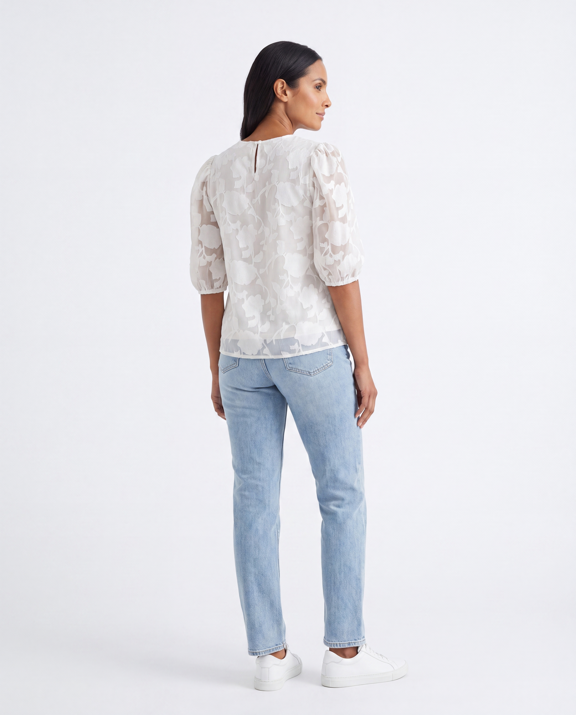 Nicole | Feminine Floral Jacquard Blouse - Solfae
