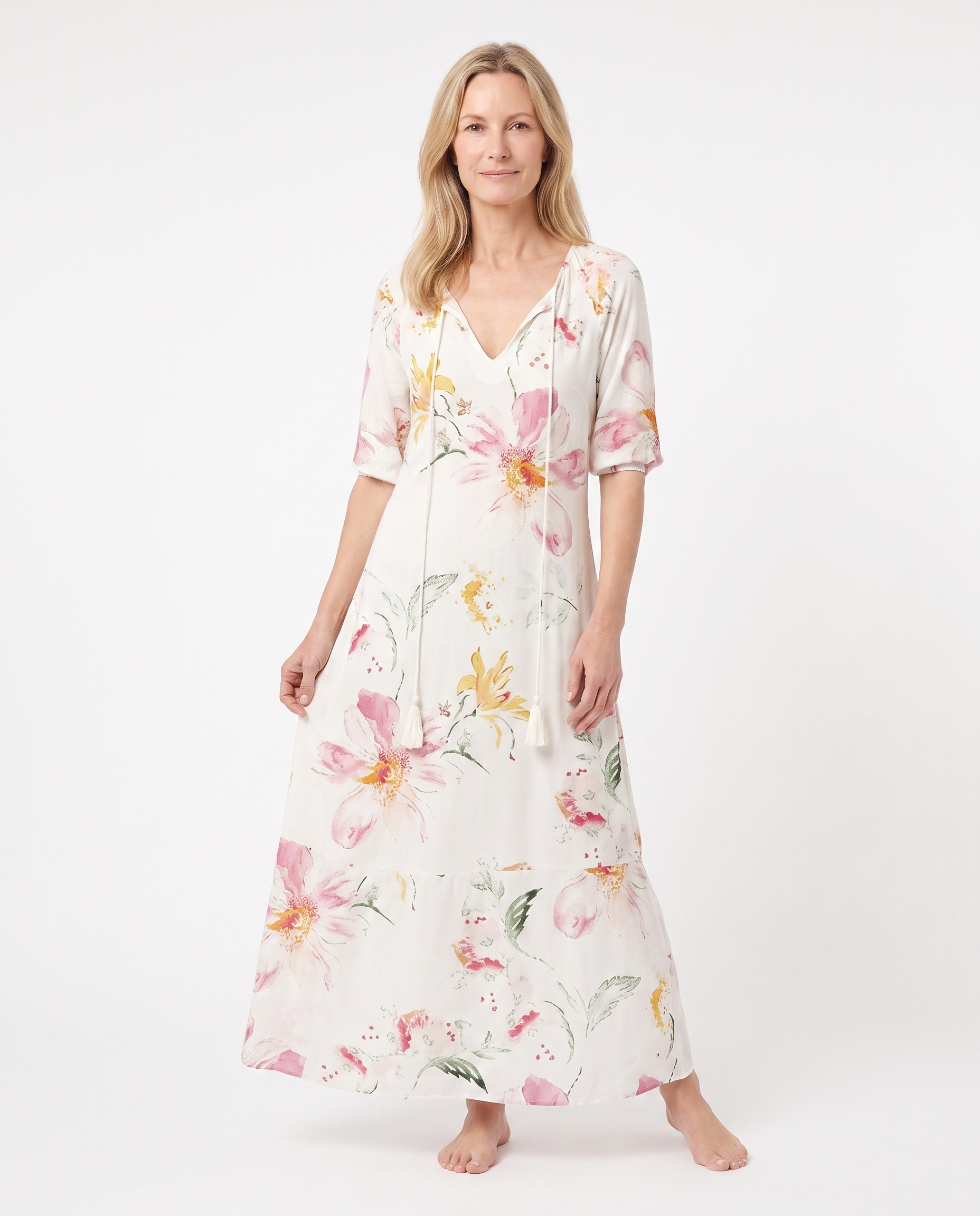 Nicole | Feminine Tie-Neck Maxi Dress - Solfae