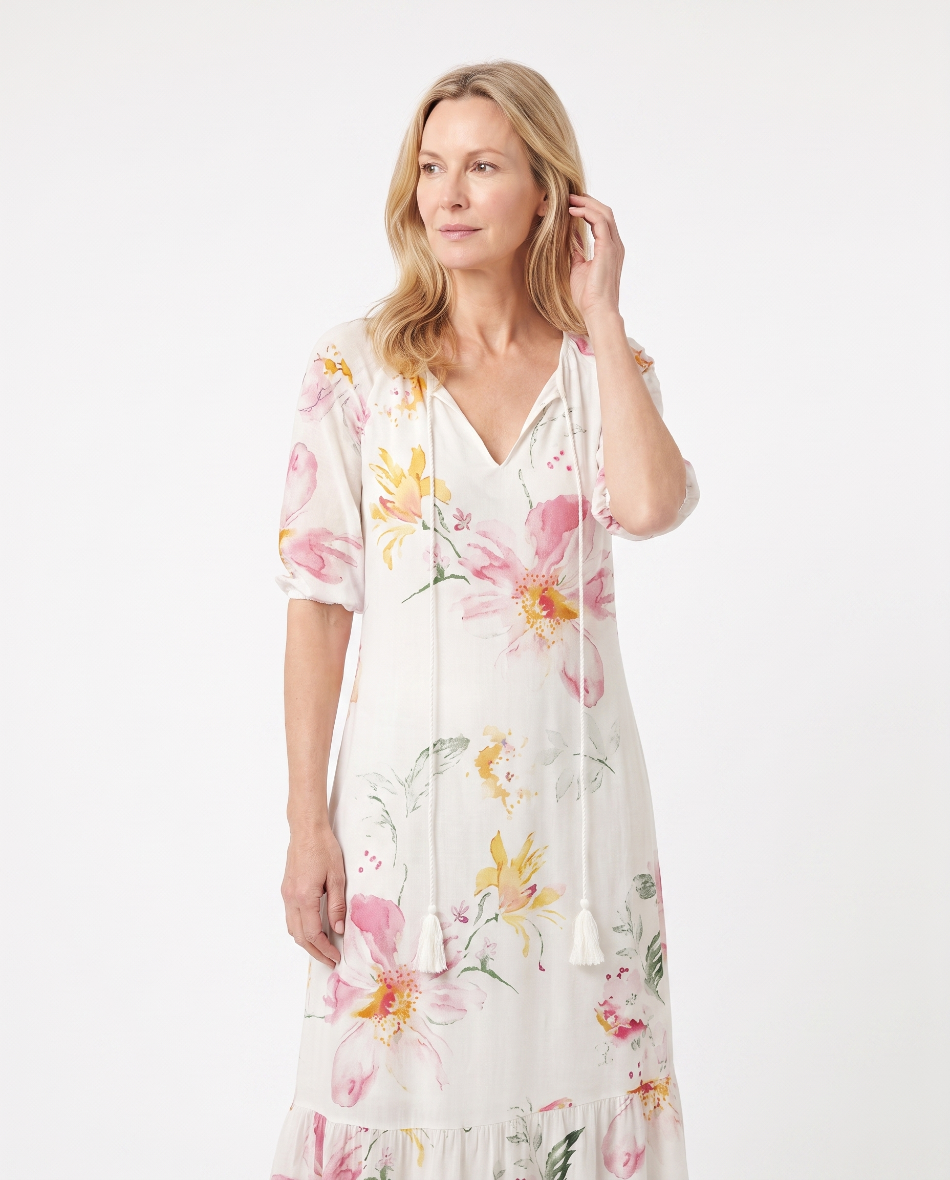 Nicole | Feminine Tie-Neck Maxi Dress - Solfae