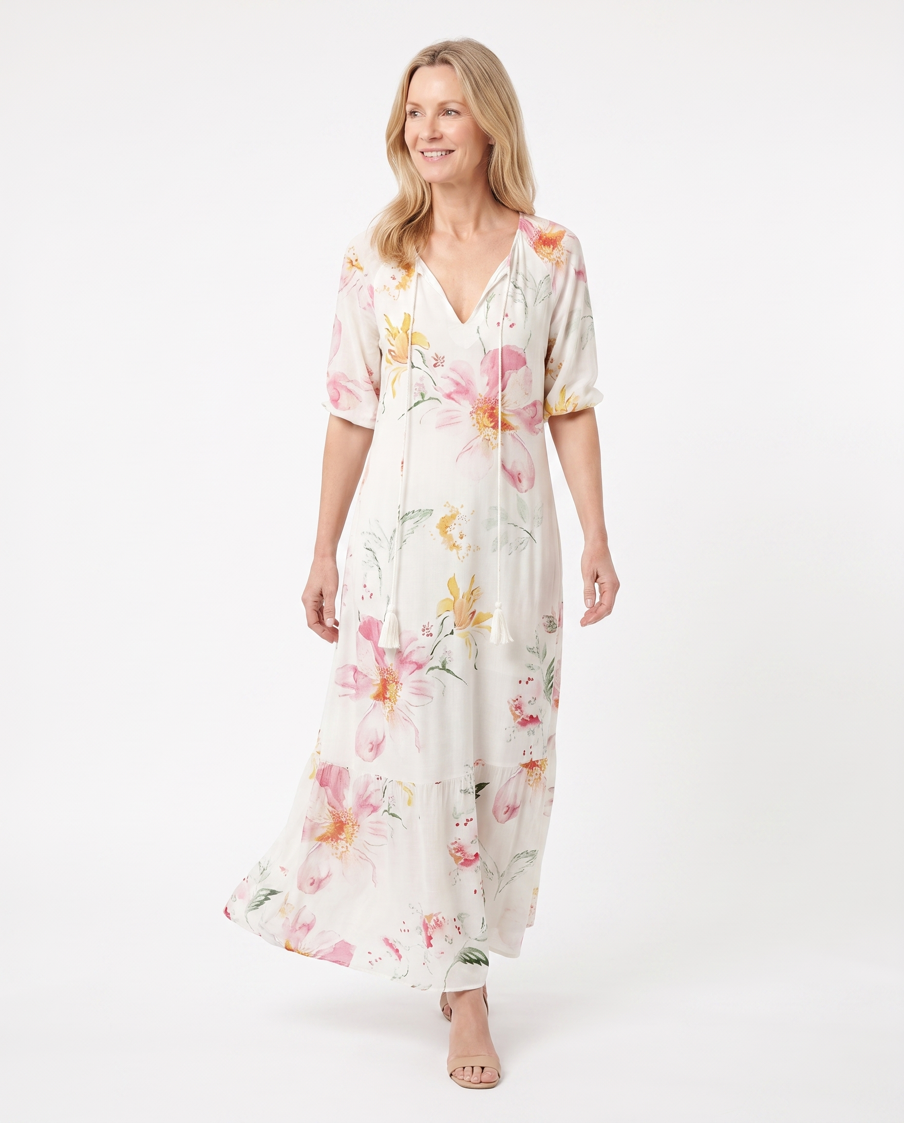 Nicole | Feminine Tie-Neck Maxi Dress - Solfae