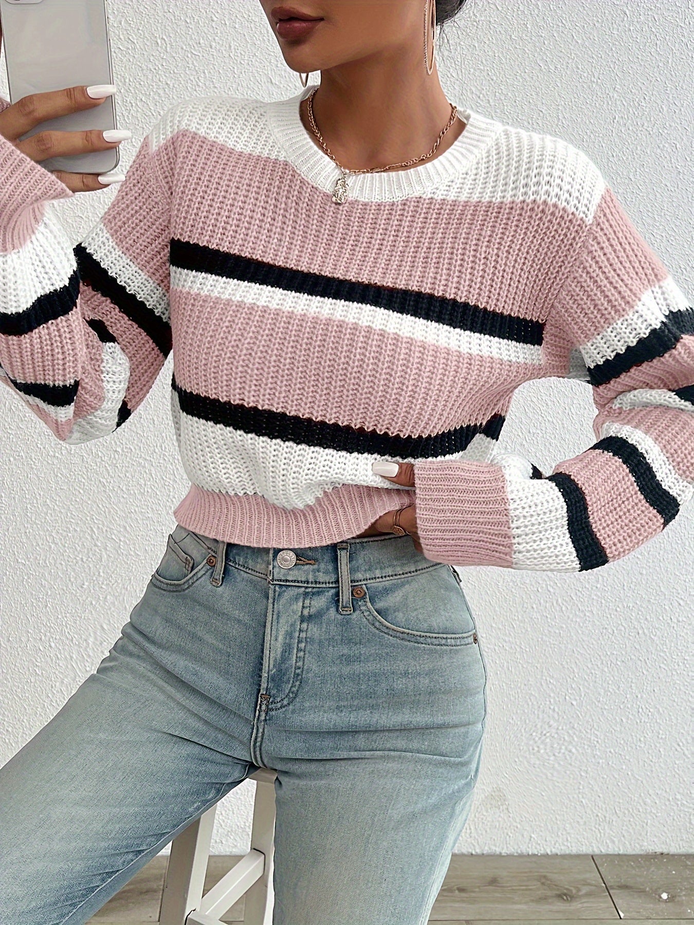 Nicole | Stylish Colorblock Striped Sweater - Solfae