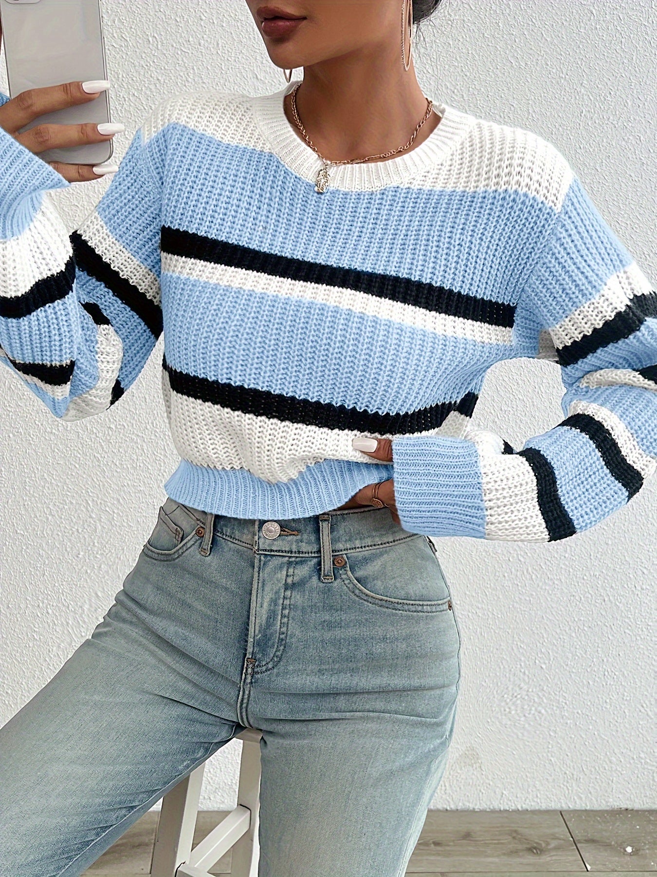 Nicole | Stylish Colorblock Striped Sweater - Solfae