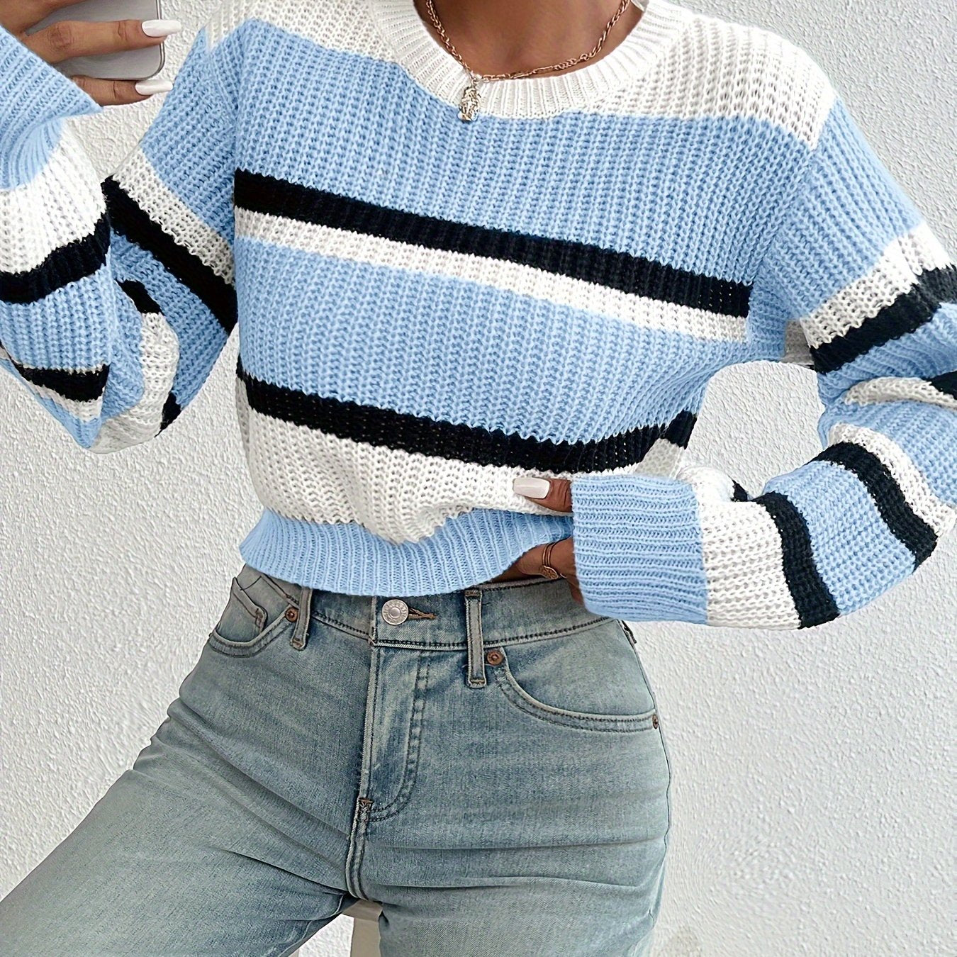Nicole | Stylish Colorblock Striped Sweater - Solfae