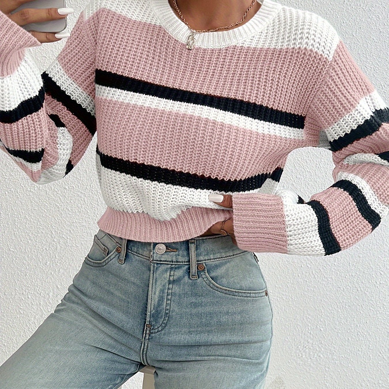 Nicole | Stylish Colorblock Striped Sweater - Solfae