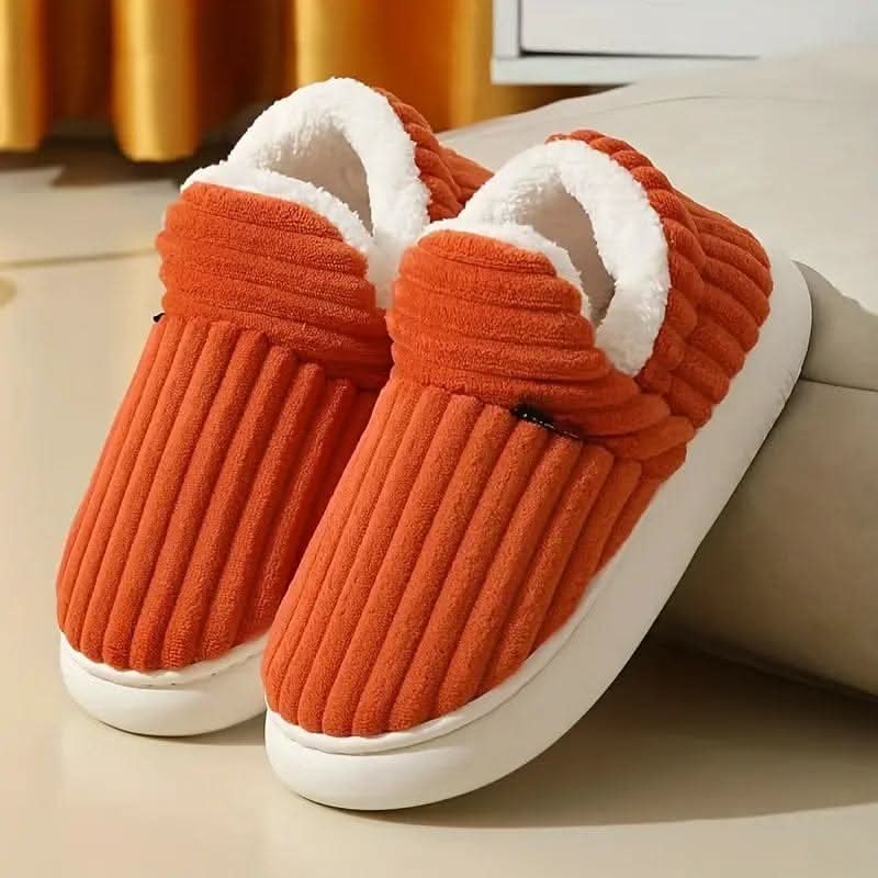 Rachel | Comfortable Corduroy Fur-Lined Slippers - Solfae