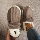 Rachel | Comfortable Corduroy Fur-Lined Slippers - Solfae