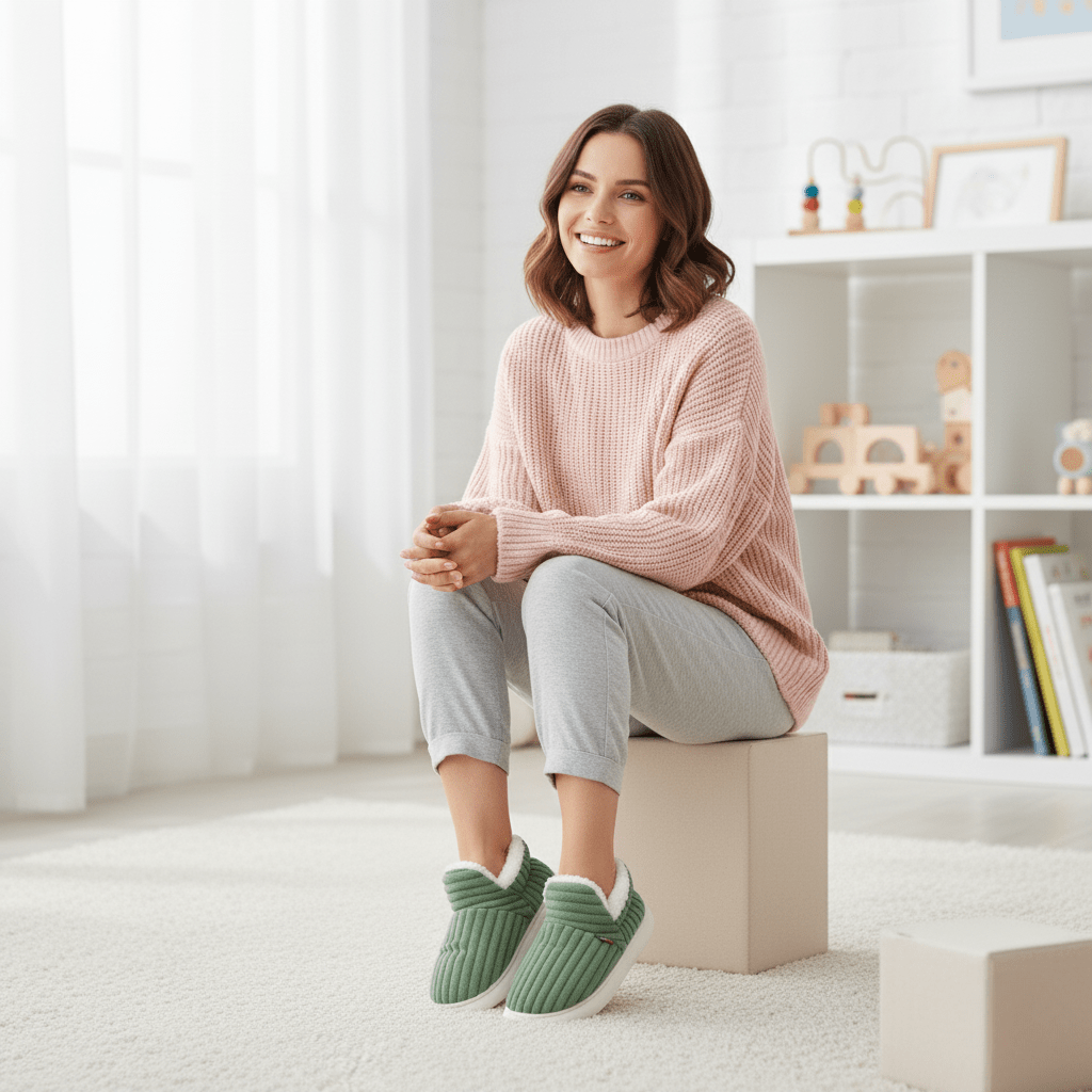 Rachel | Comfortable Corduroy Fur-Lined Slippers - Solfae