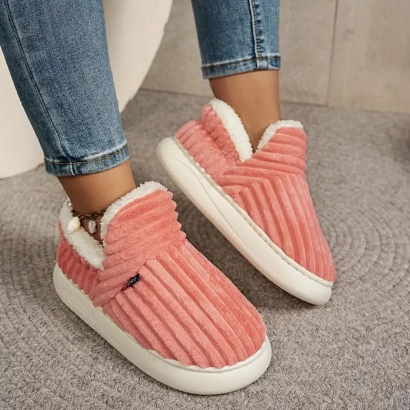 Rachel | Comfortable Corduroy Fur-Lined Slippers - Solfae