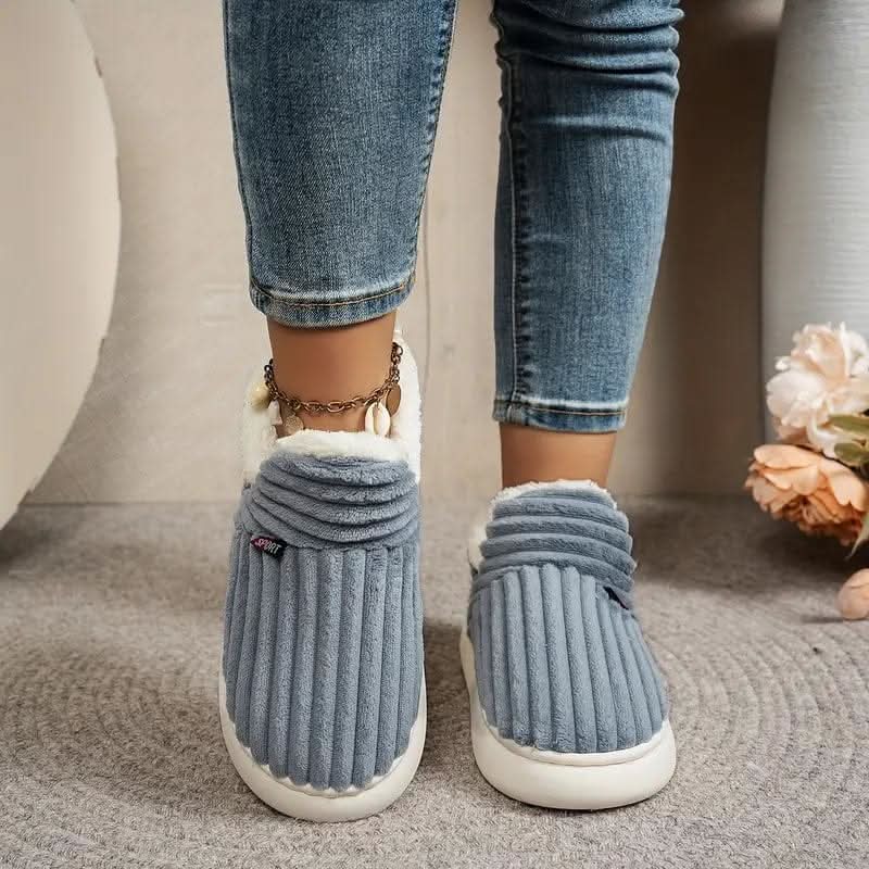 Rachel | Comfortable Corduroy Fur-Lined Slippers - Solfae