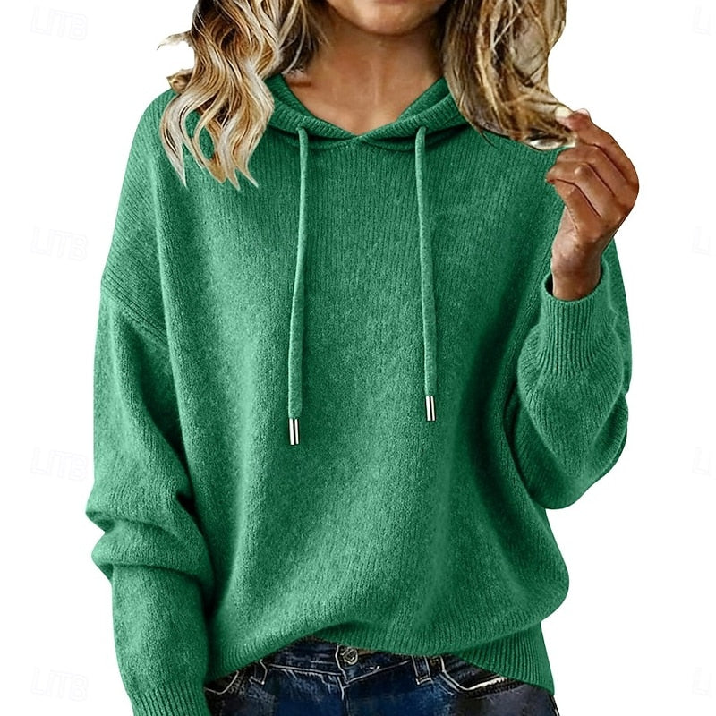 Rachel | Elegant Hooded Knit Sweater - Solfae