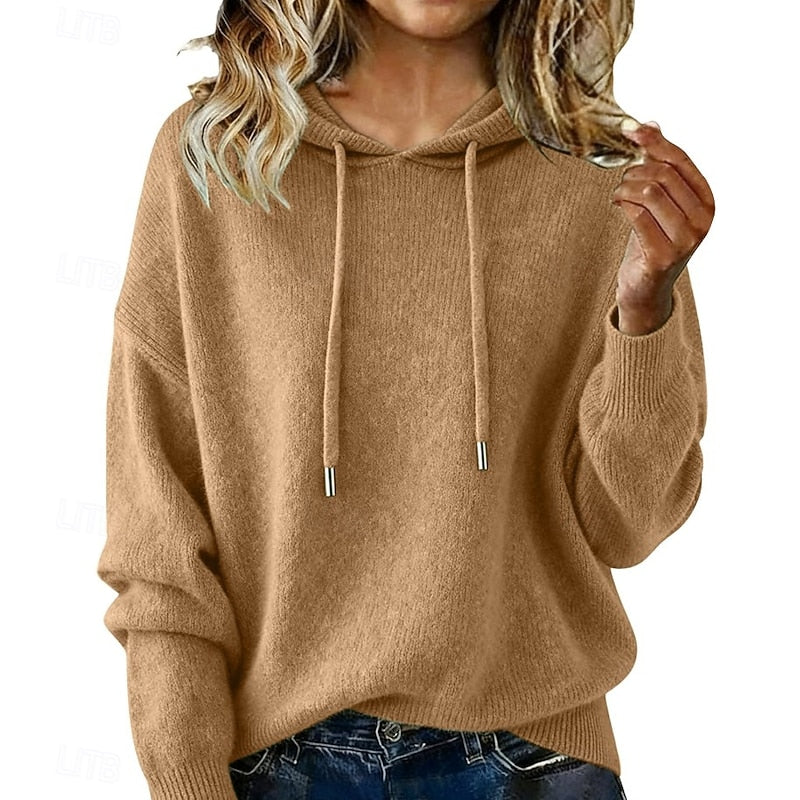 Rachel | Elegant Hooded Knit Sweater - Solfae