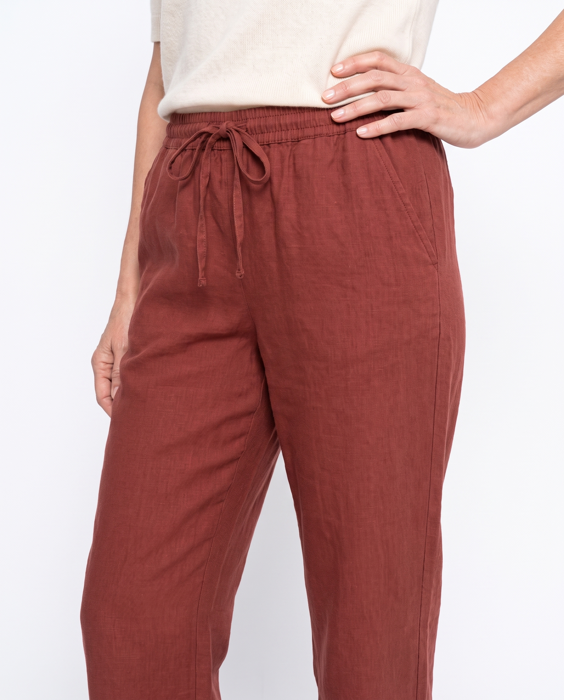 Rachel | Elegant Linen Drawstring Pants - Solfae