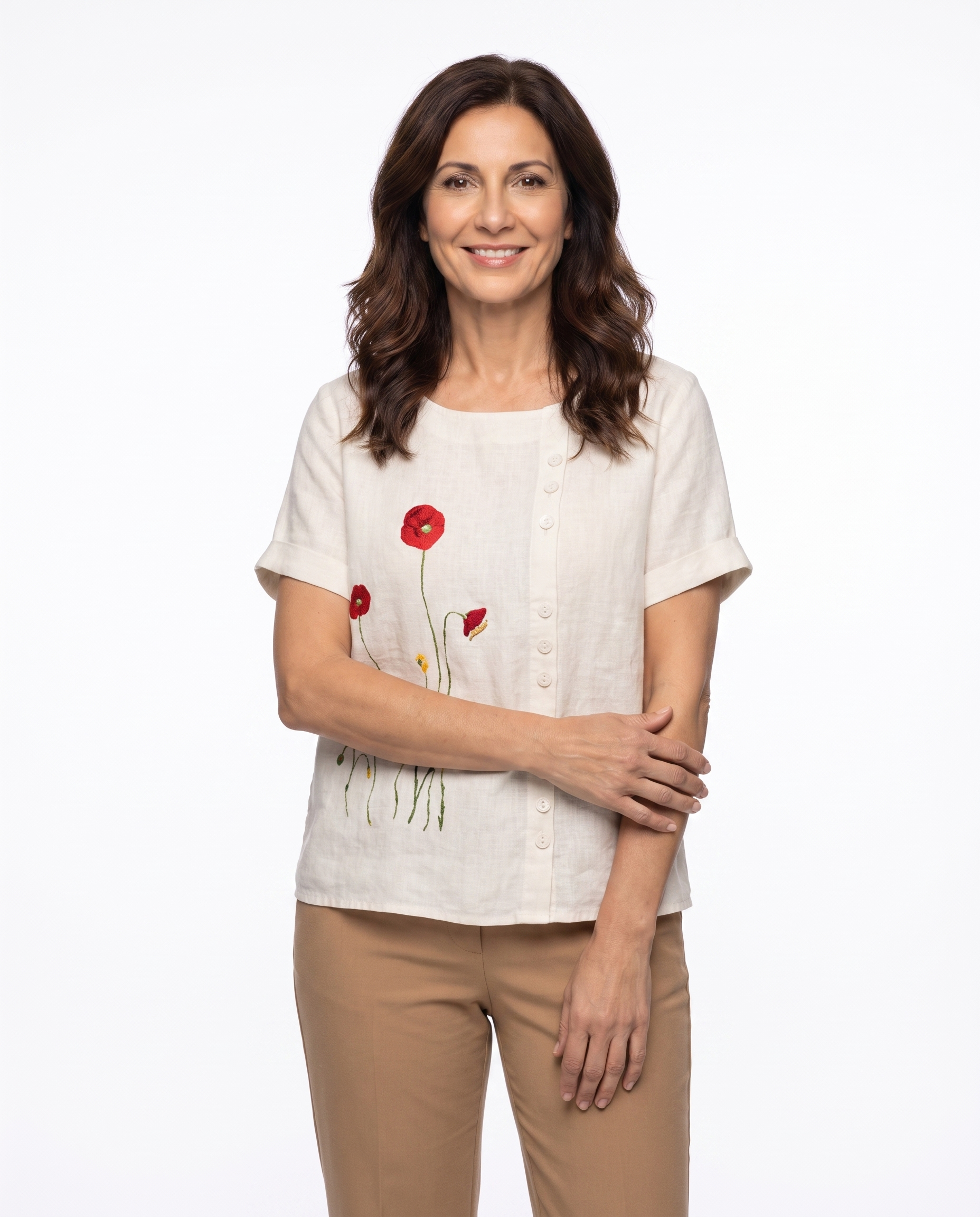Rachel | Feminine Embroidered Linen Blouse - Solfae