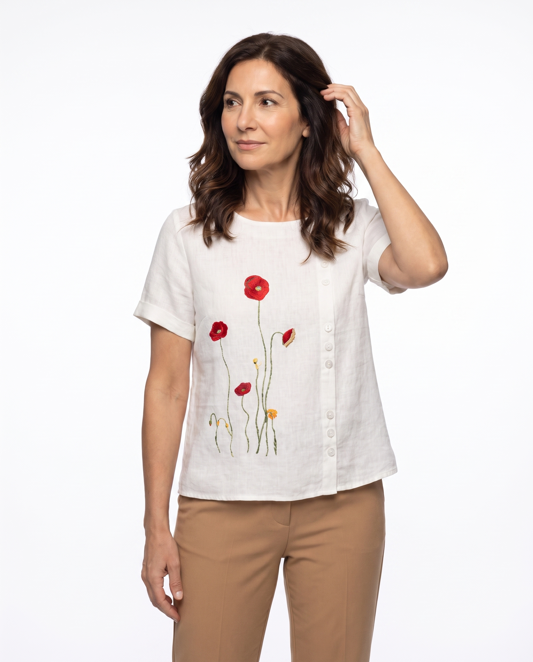 Rachel | Feminine Embroidered Linen Blouse - Solfae