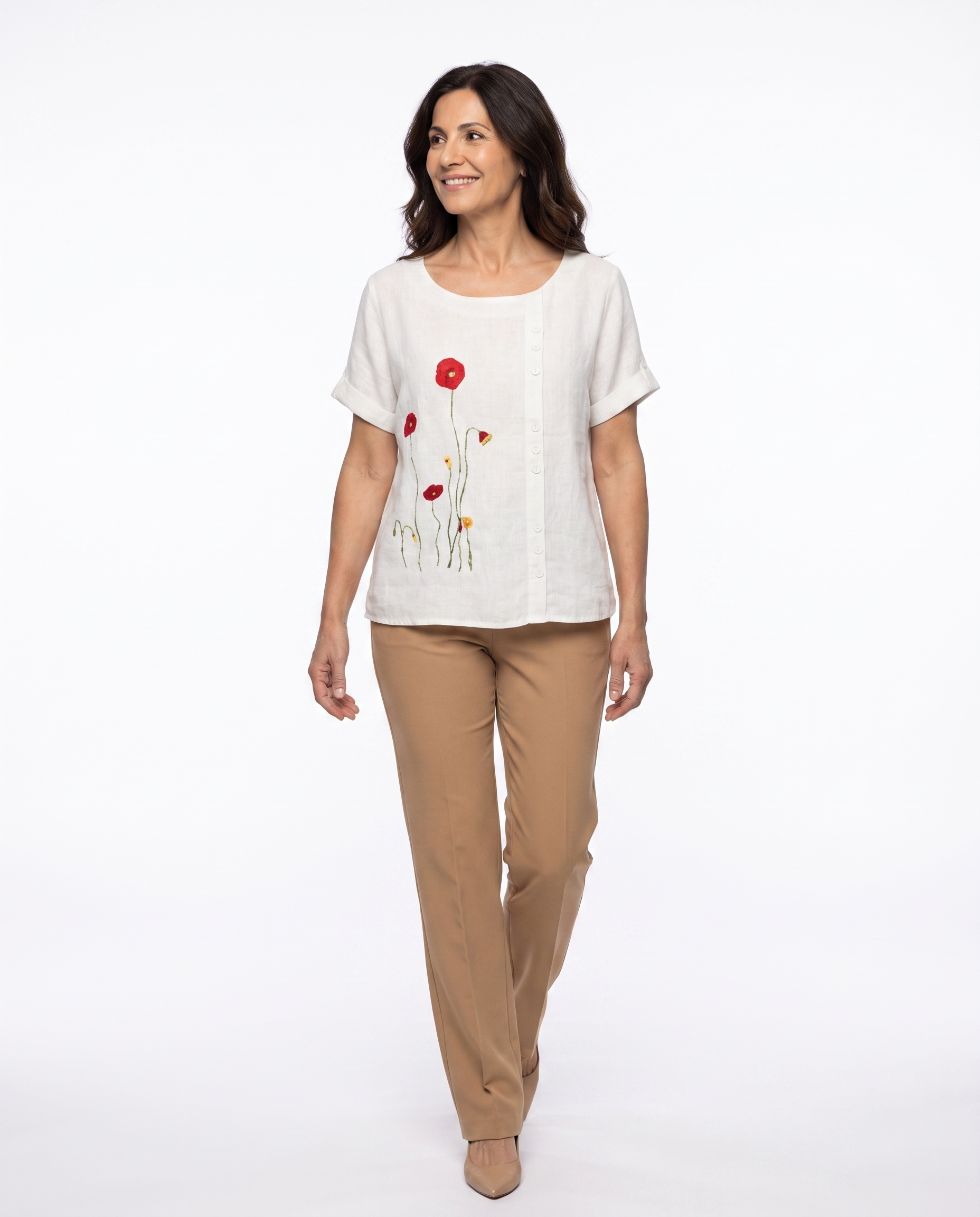 Rachel | Feminine Embroidered Linen Blouse - Solfae