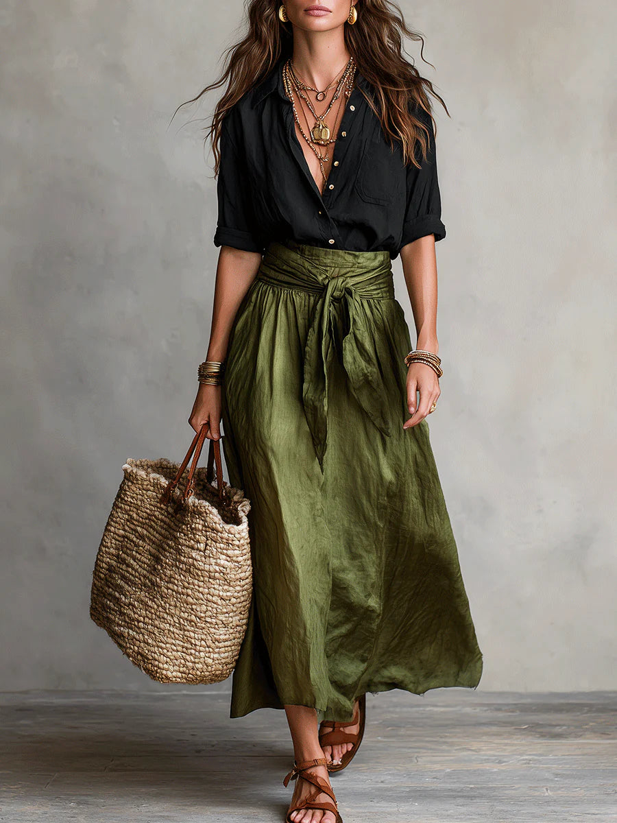 Rachel | Flattering Tie-Waist Two-Piece Set - Solfae