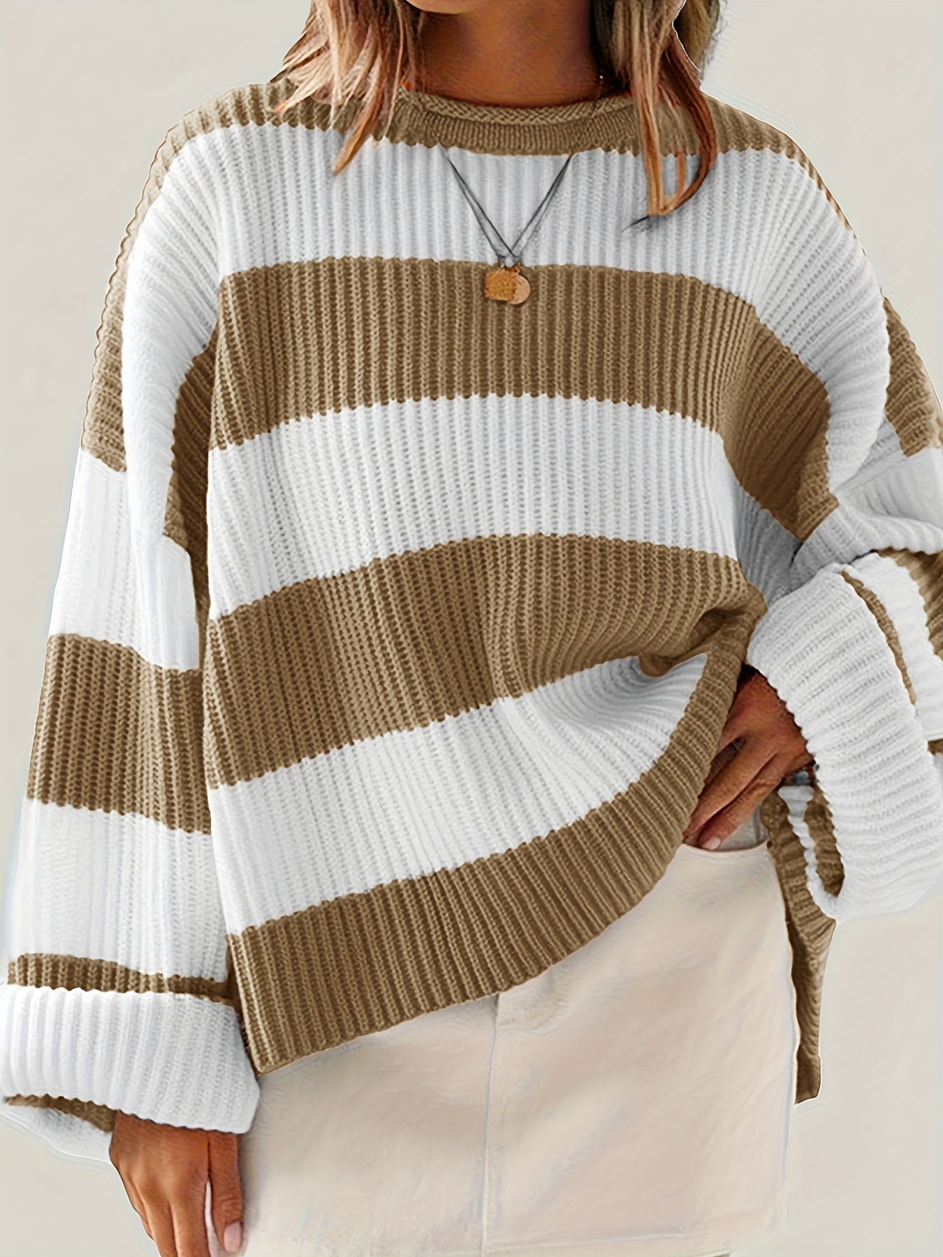 Rachel | Stylish Striped Colorblock Sweater - Solfae