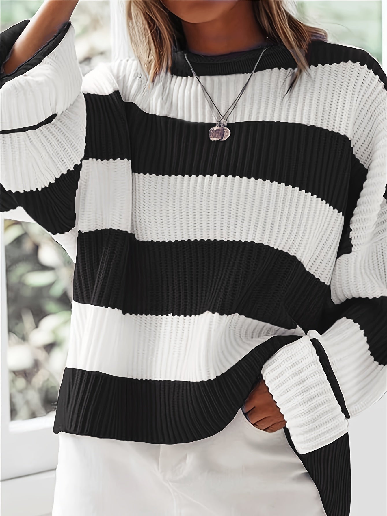 Rachel | Stylish Striped Colorblock Sweater - Solfae