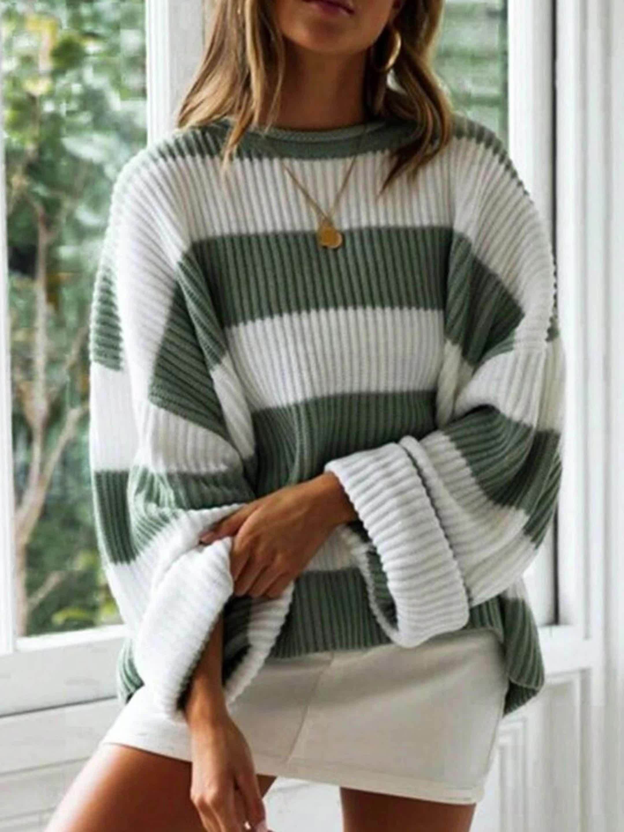 Rachel | Stylish Striped Colorblock Sweater - Solfae