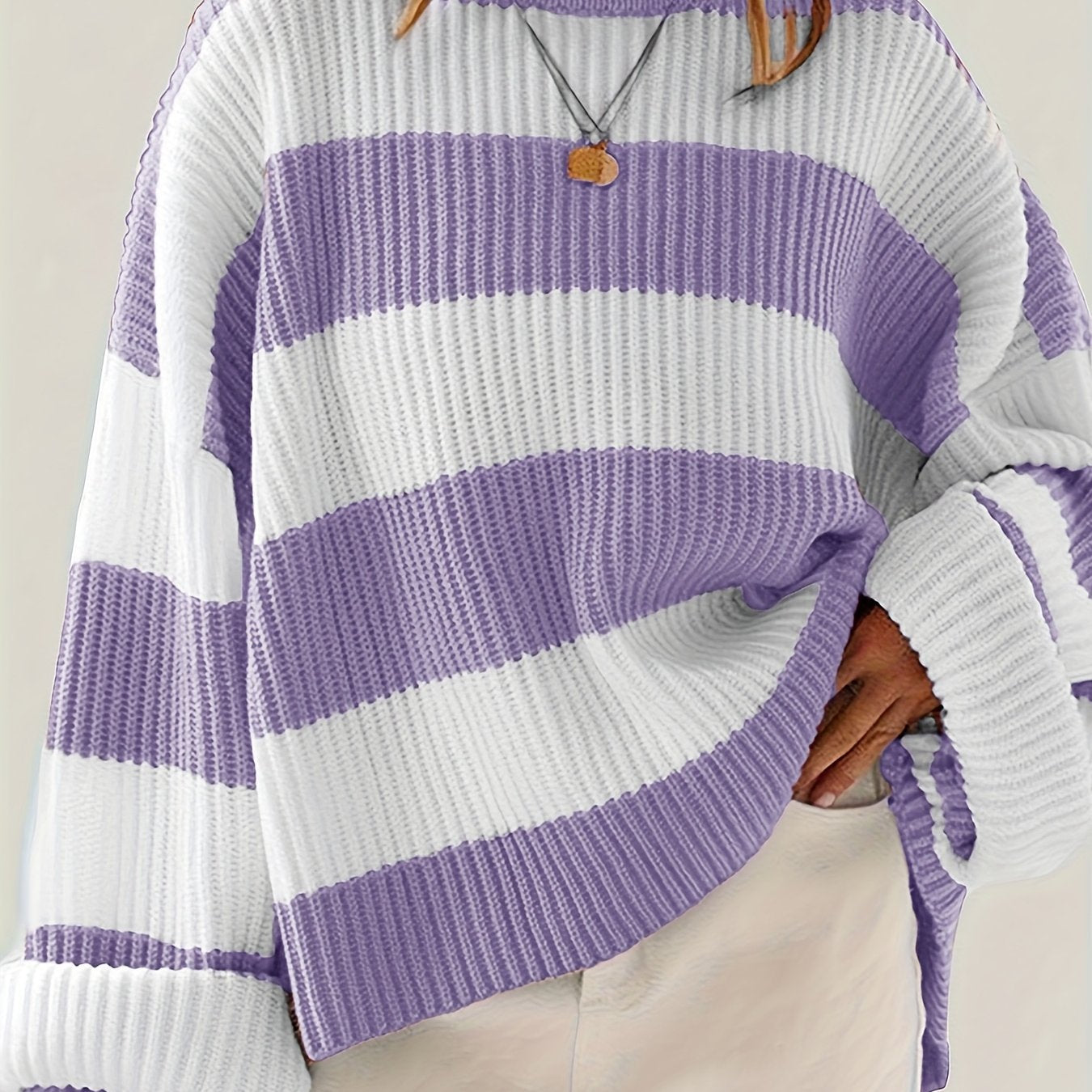 Rachel | Stylish Striped Colorblock Sweater - Solfae