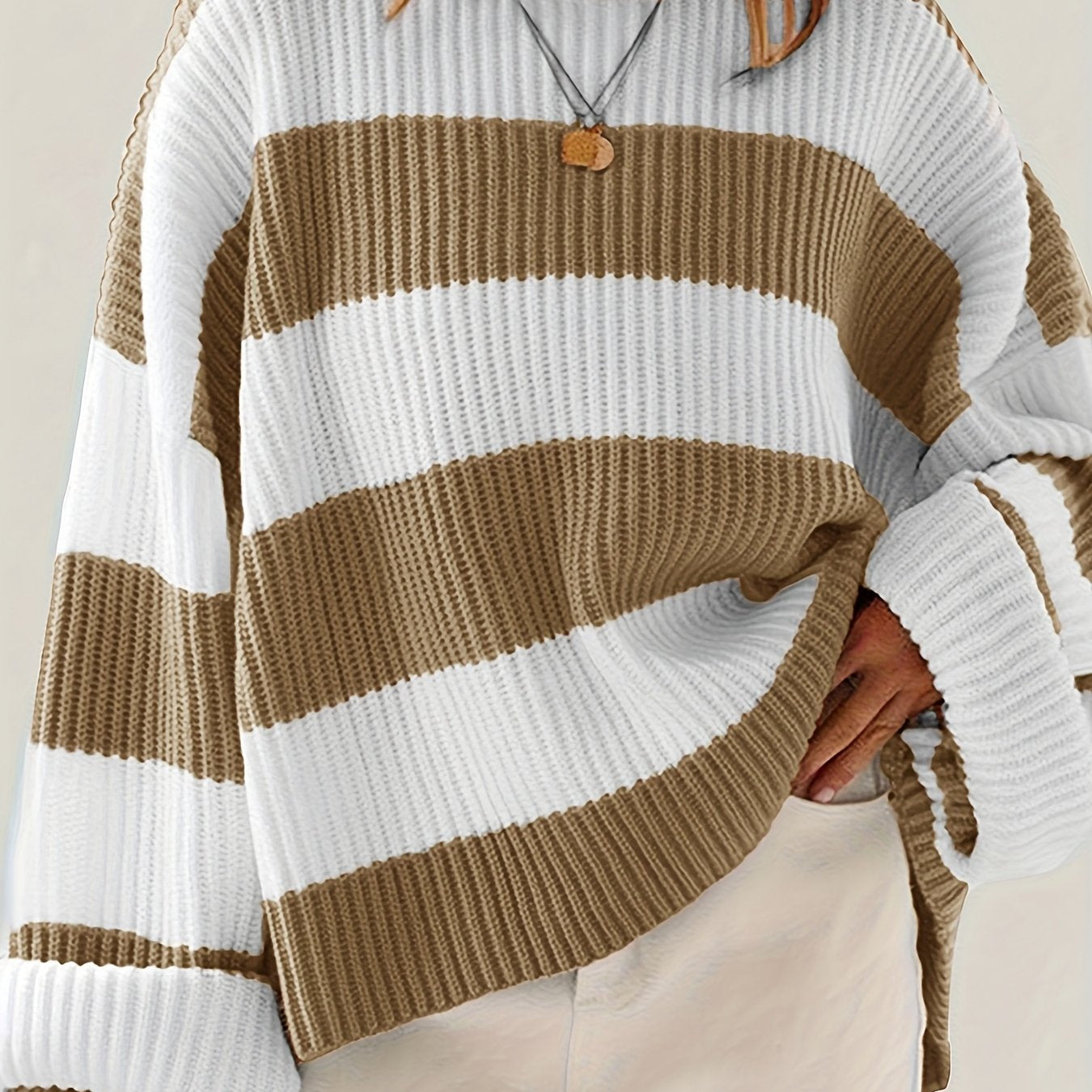 Rachel | Stylish Striped Colorblock Sweater - Solfae