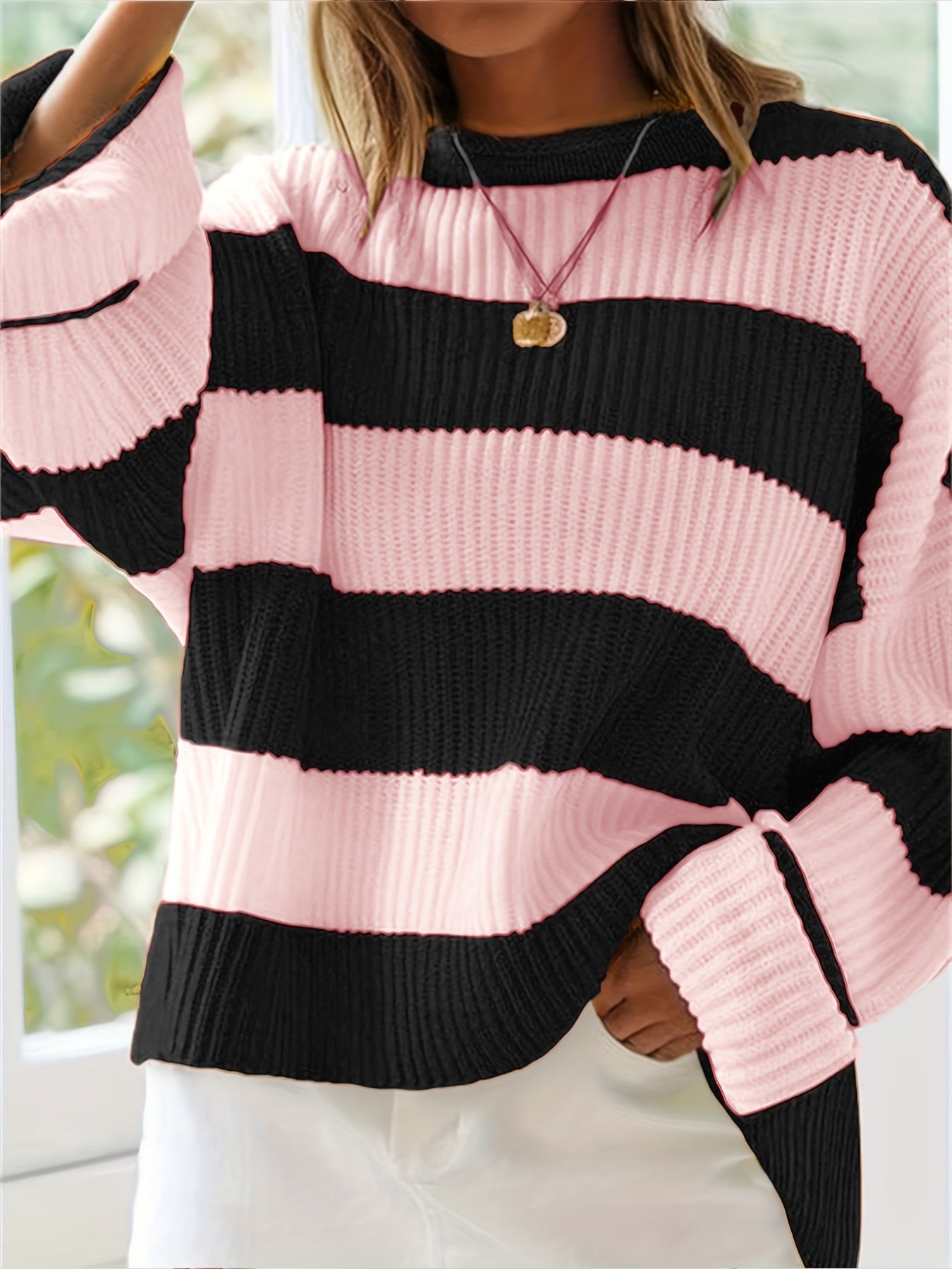 Rachel | Stylish Striped Colorblock Sweater - Solfae