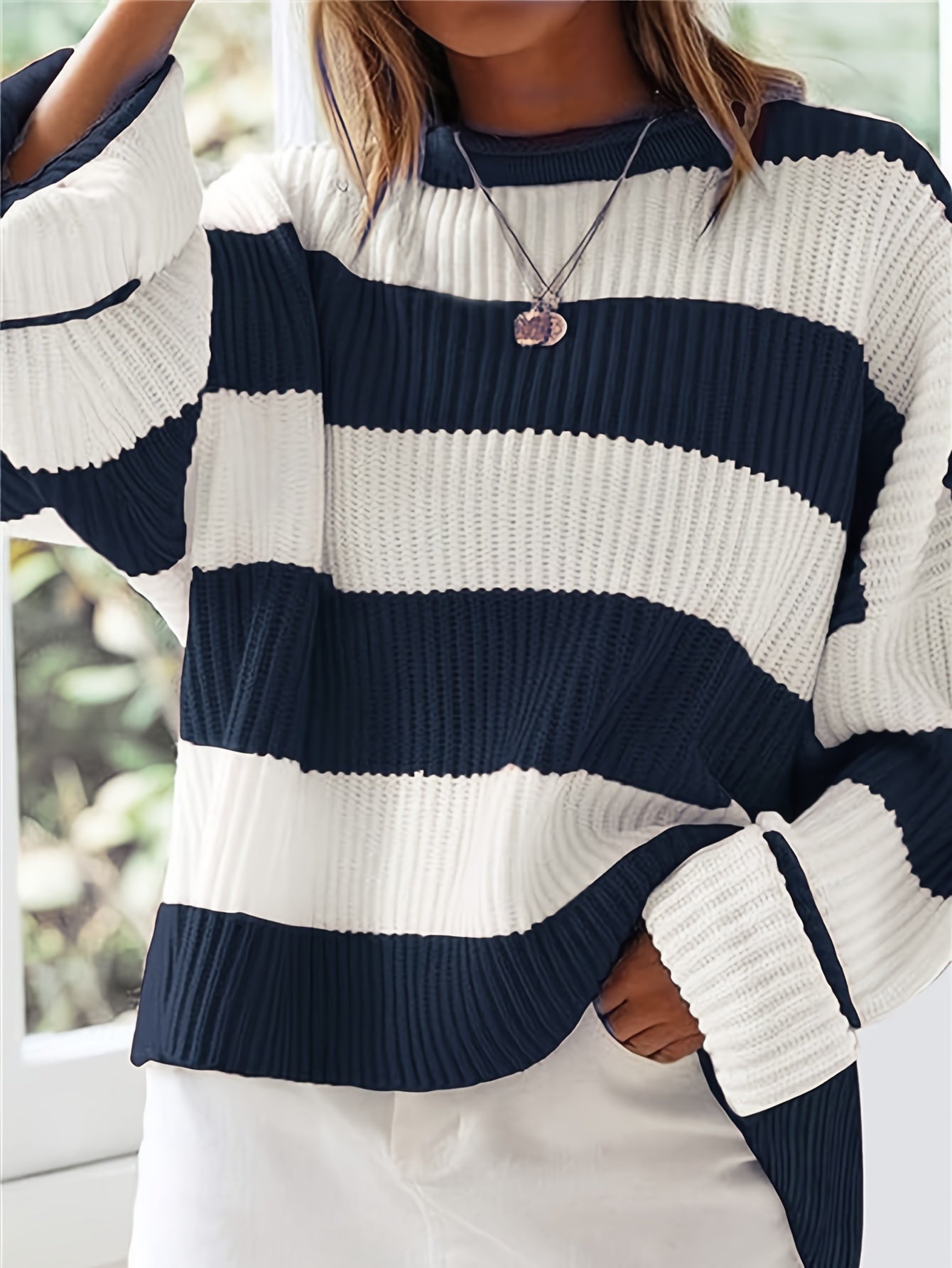 Rachel | Stylish Striped Colorblock Sweater - Solfae