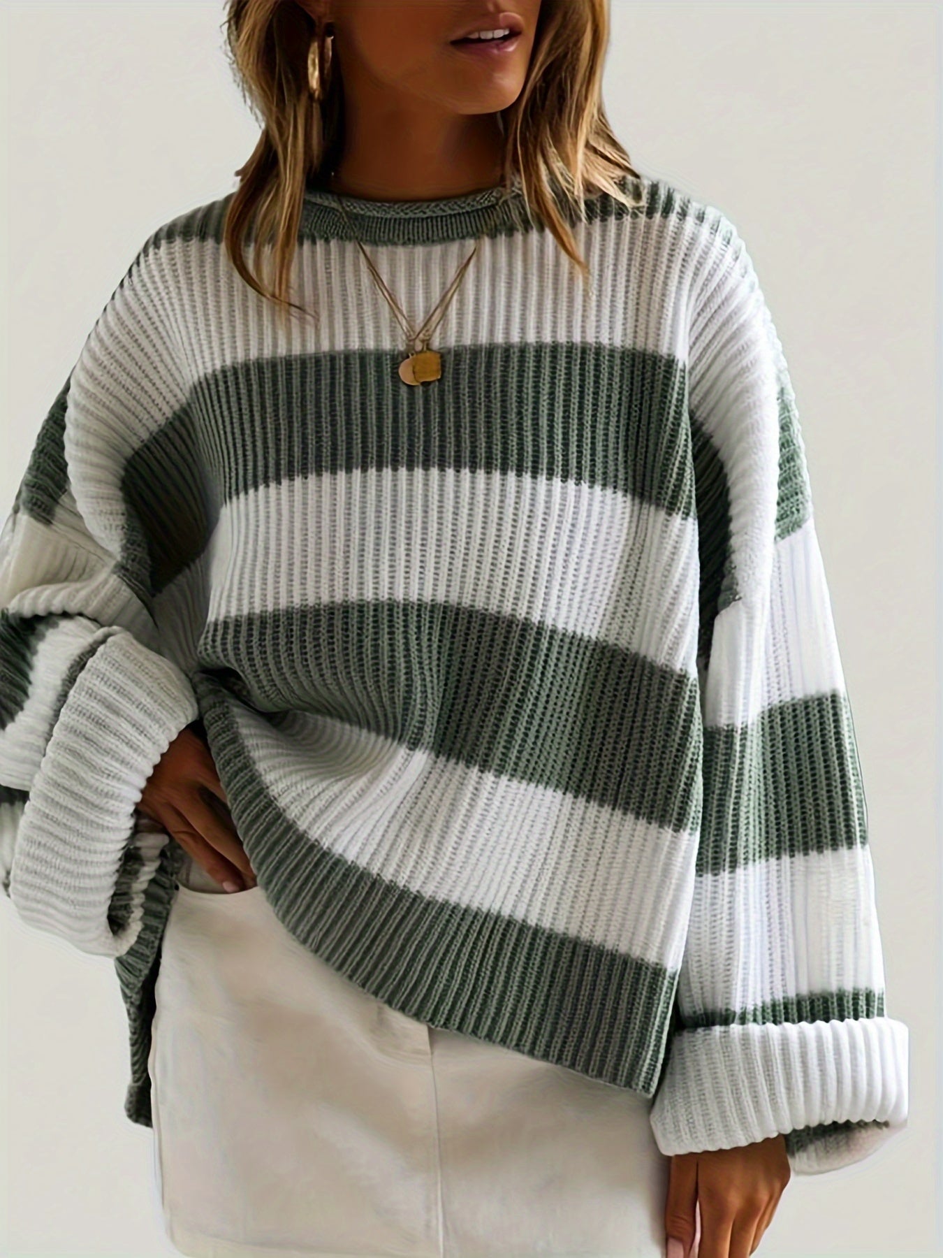 Rachel | Stylish Striped Colorblock Sweater - Solfae