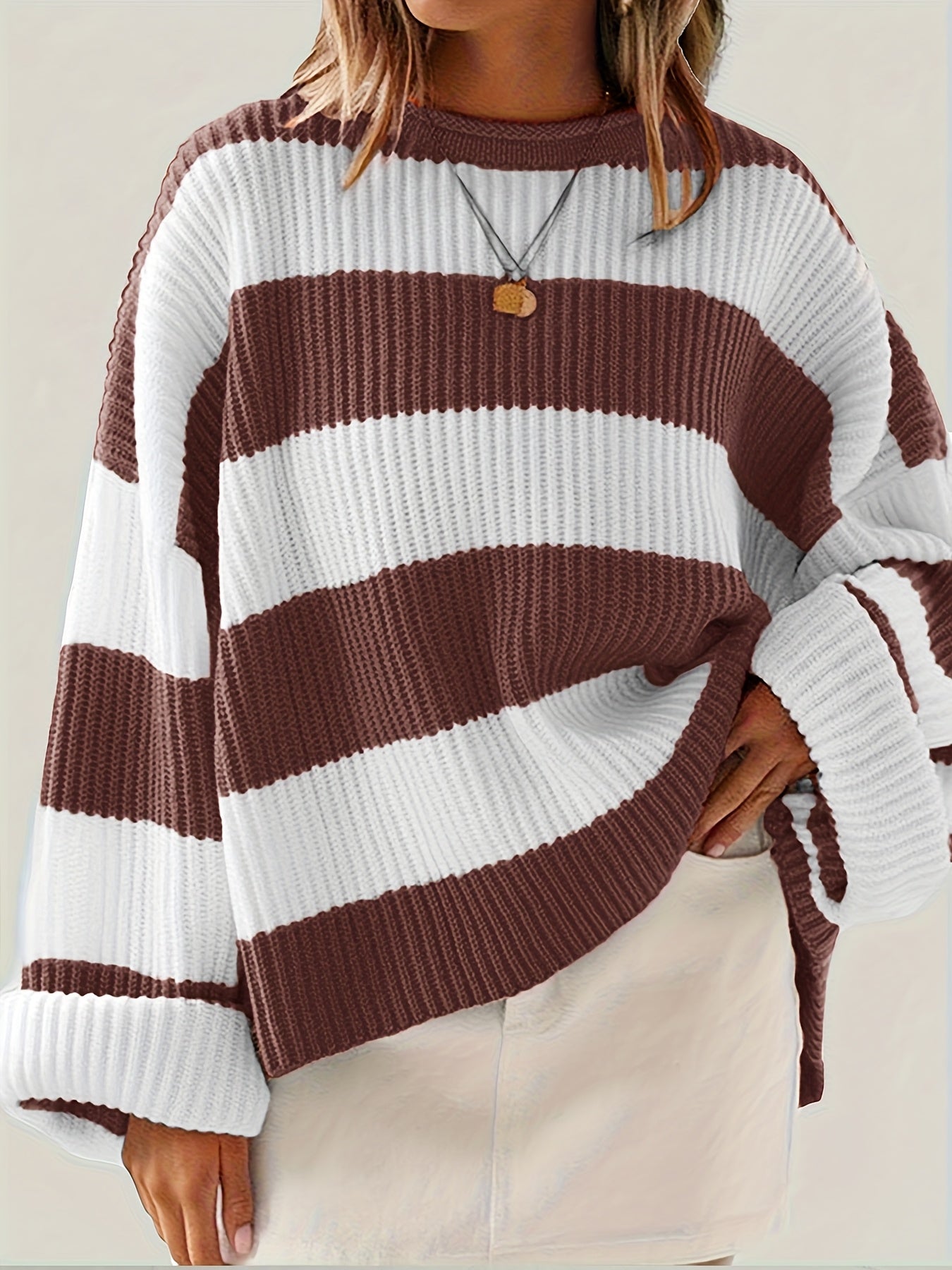Rachel | Stylish Striped Colorblock Sweater - Solfae