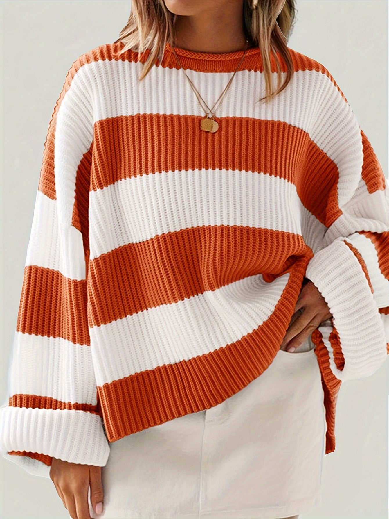 Rachel | Stylish Striped Colorblock Sweater - Solfae