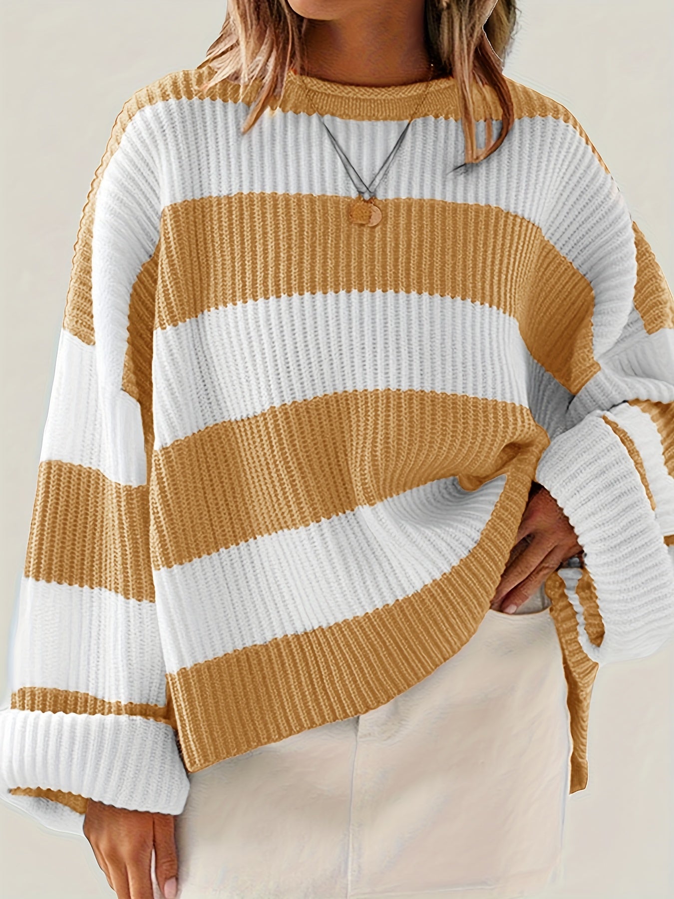 Rachel | Stylish Striped Colorblock Sweater - Solfae