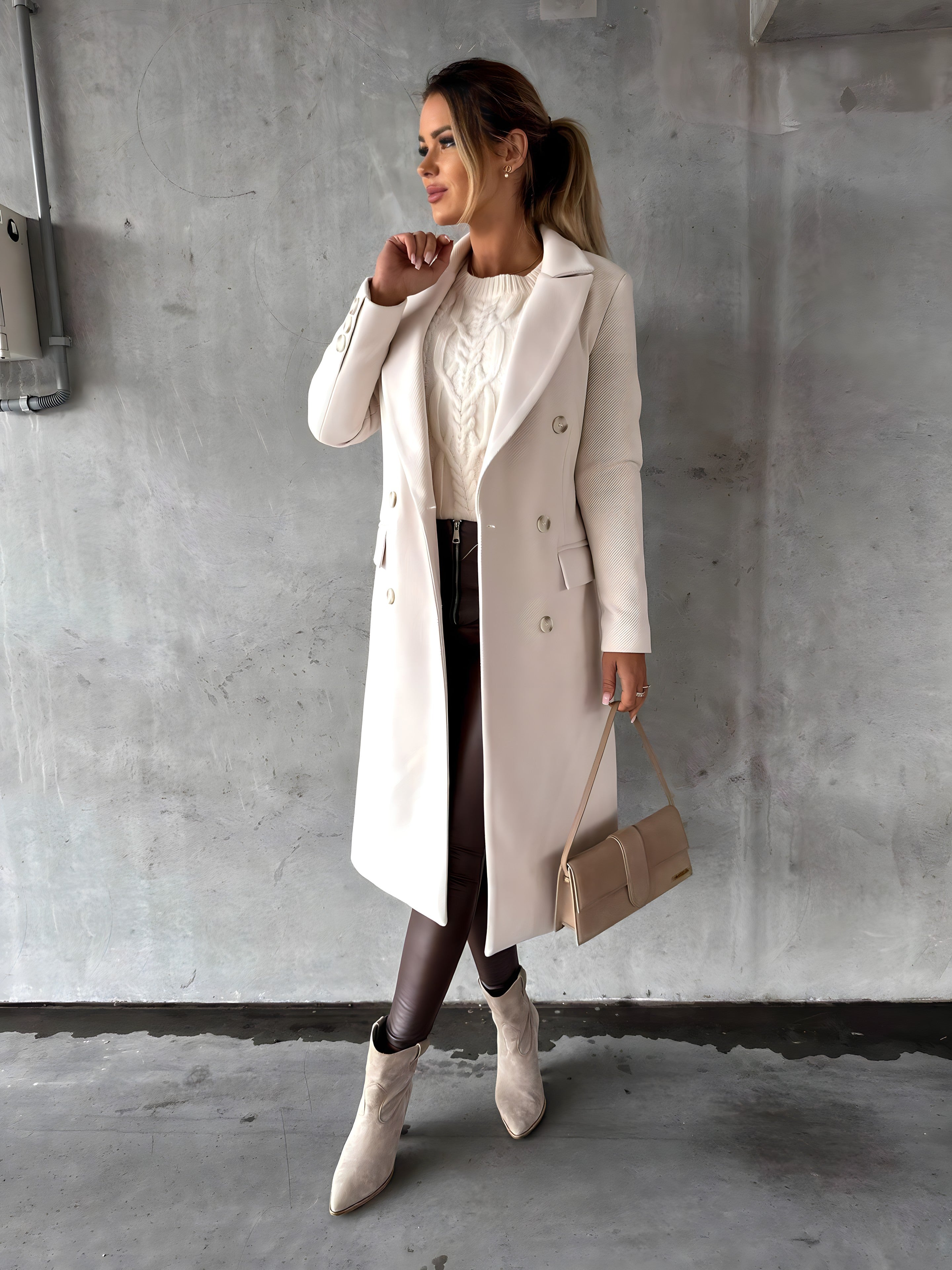 Rebecca | Elegant Double-Breasted Tailored Coat - Solfae