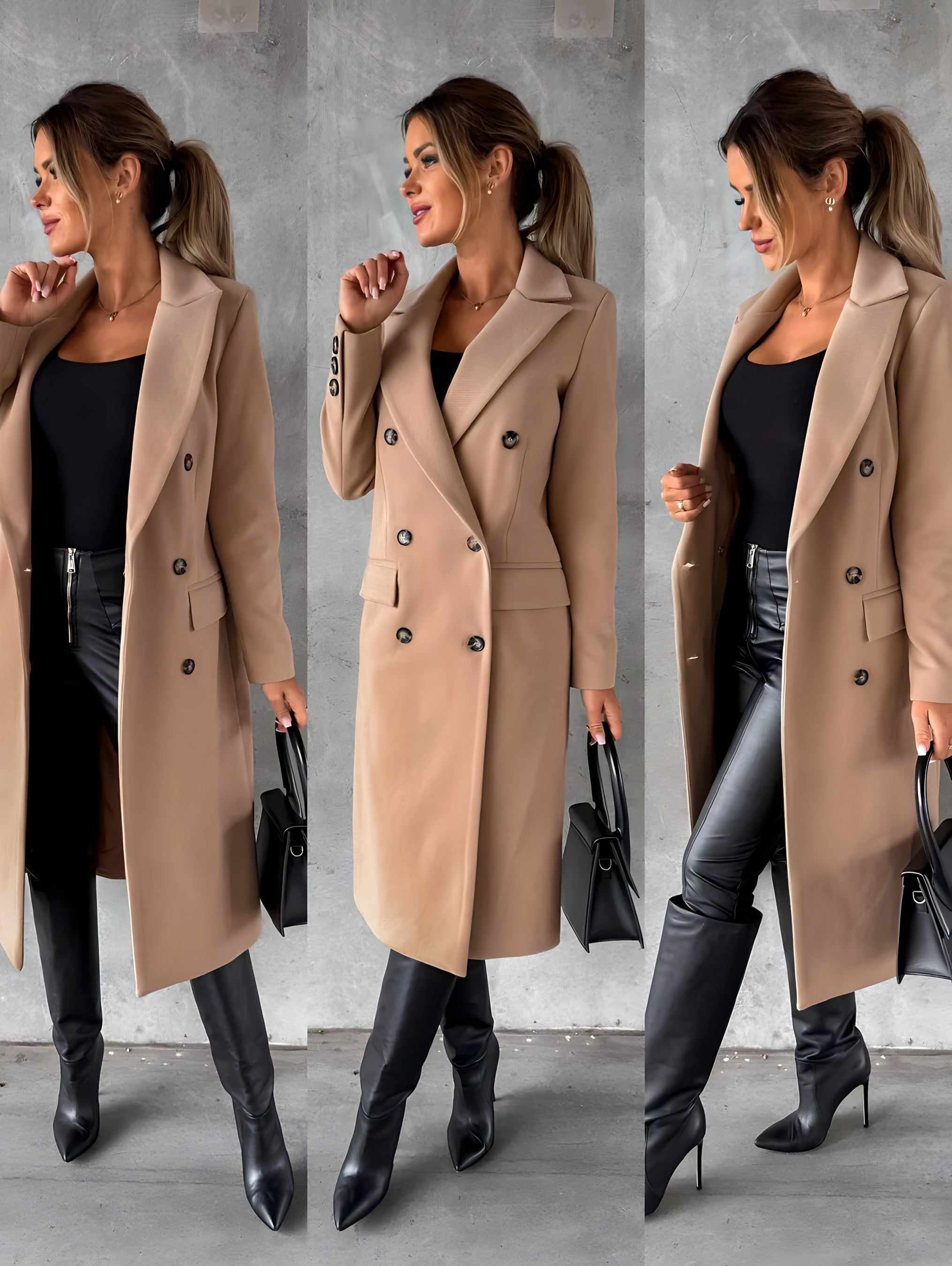 Rebecca | Elegant Double-Breasted Tailored Coat - Solfae