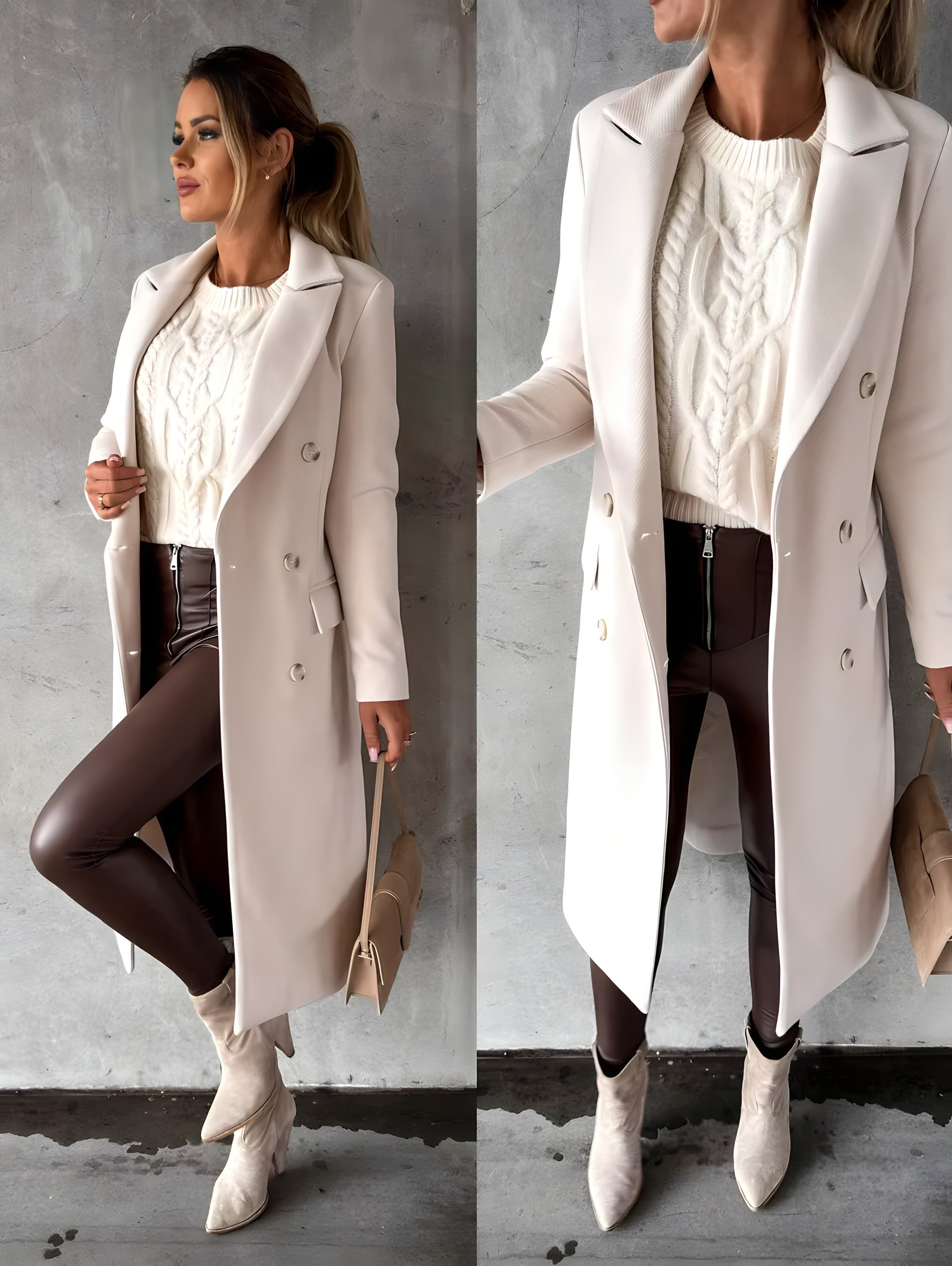 Rebecca | Elegant Double-Breasted Tailored Coat - Solfae