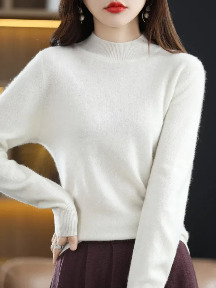 Rebecca | Elegant Neck Knit Sweater - Solfae