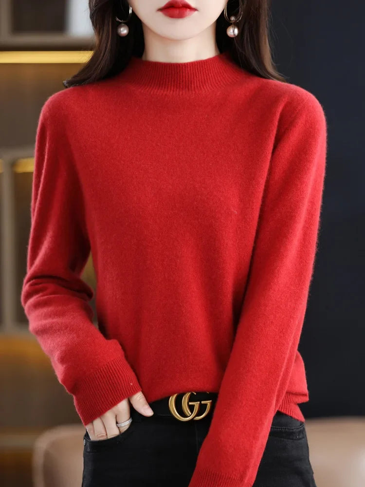 Rebecca | Elegant Neck Knit Sweater - Solfae