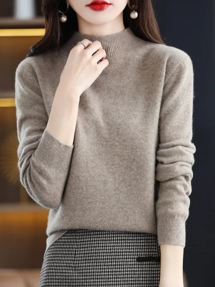 Rebecca | Elegant Neck Knit Sweater - Solfae