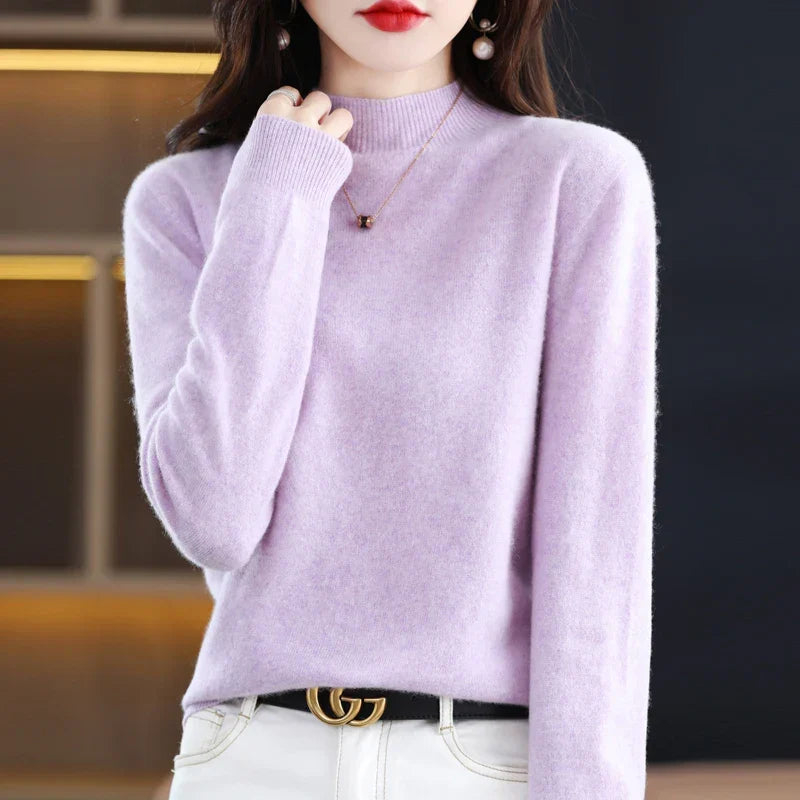 Rebecca | Elegant Neck Knit Sweater - Solfae