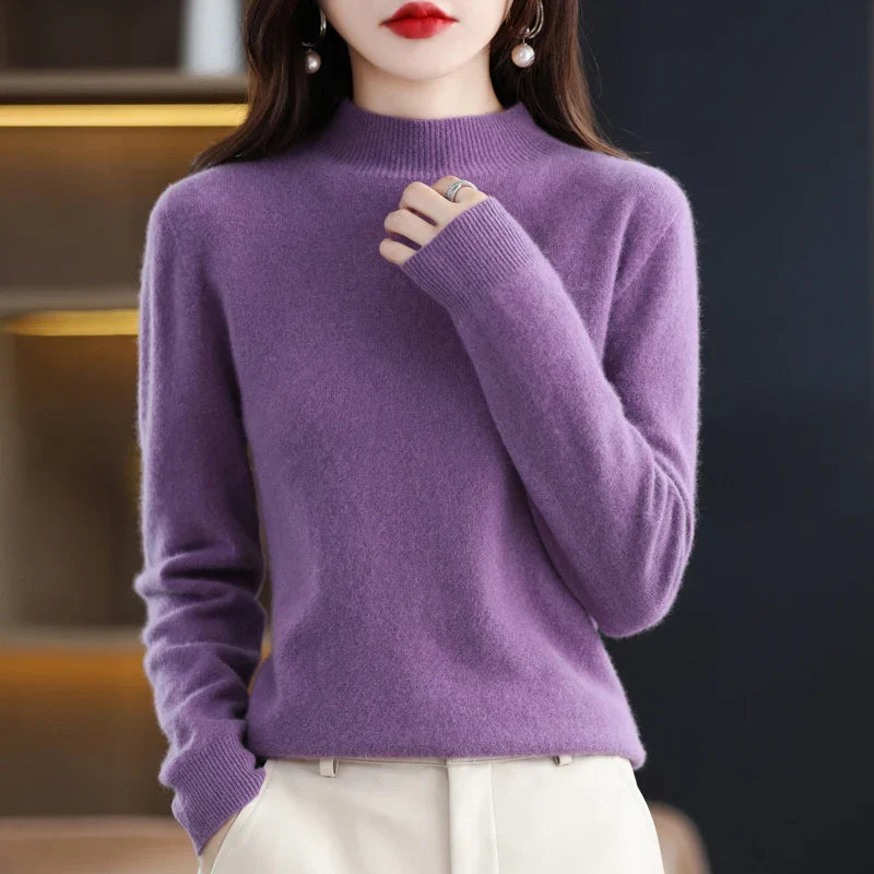 Rebecca | Elegant Neck Knit Sweater - Solfae