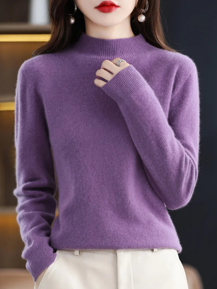 Rebecca | Elegant Neck Knit Sweater - Solfae